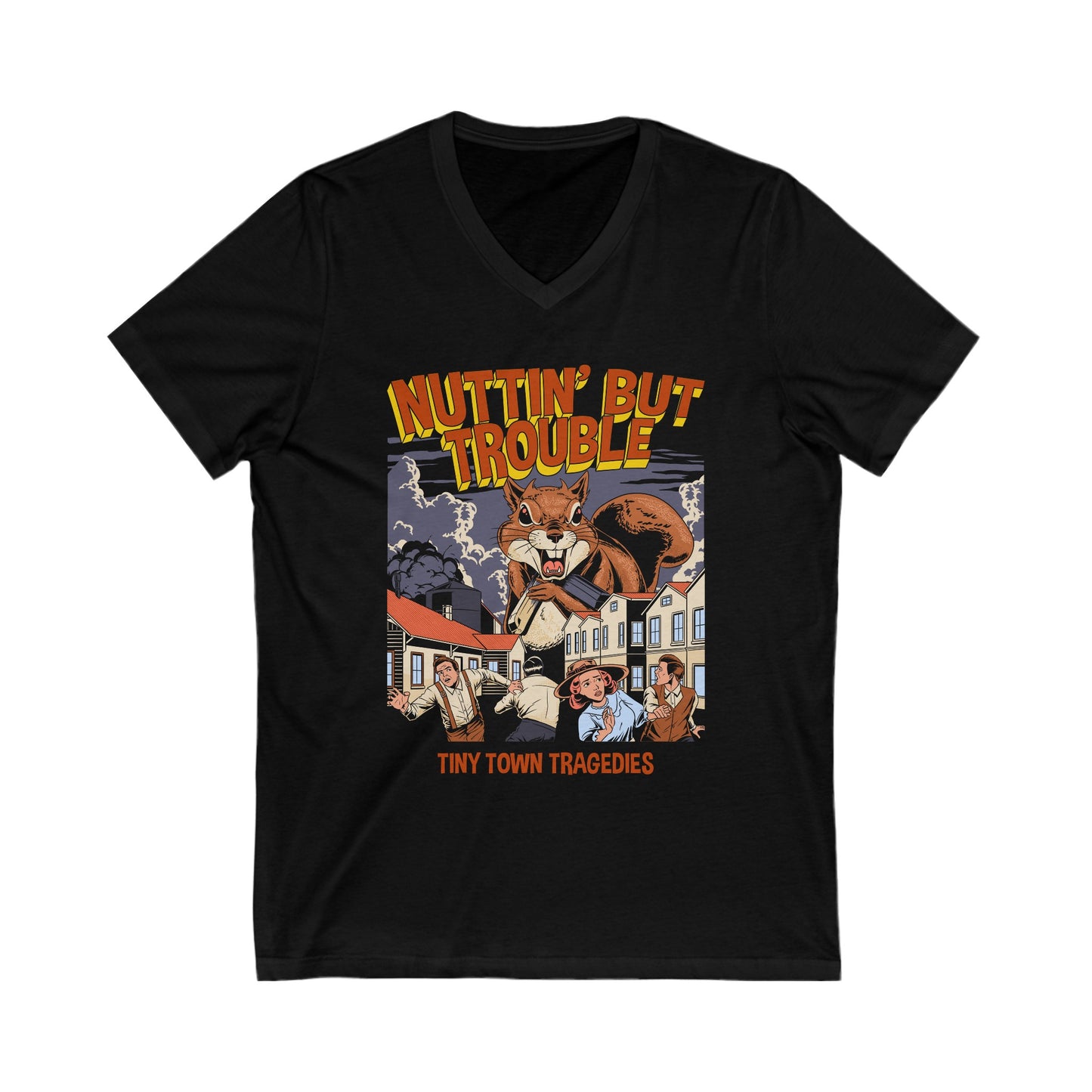 Nuttin But Trouble, Tiny Town Tragedies - Short Sleeve V-Neck Tee