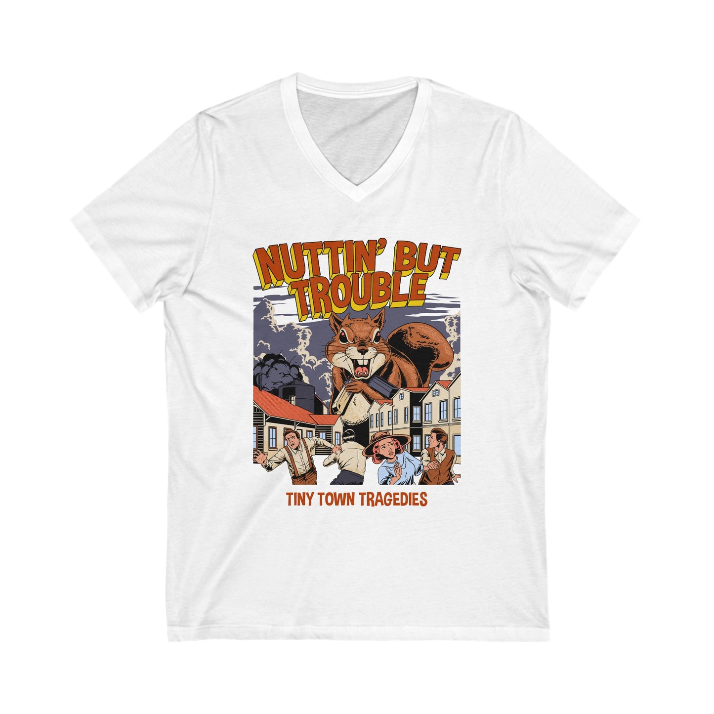 Nuttin But Trouble, Tiny Town Tragedies - Short Sleeve V-Neck Tee