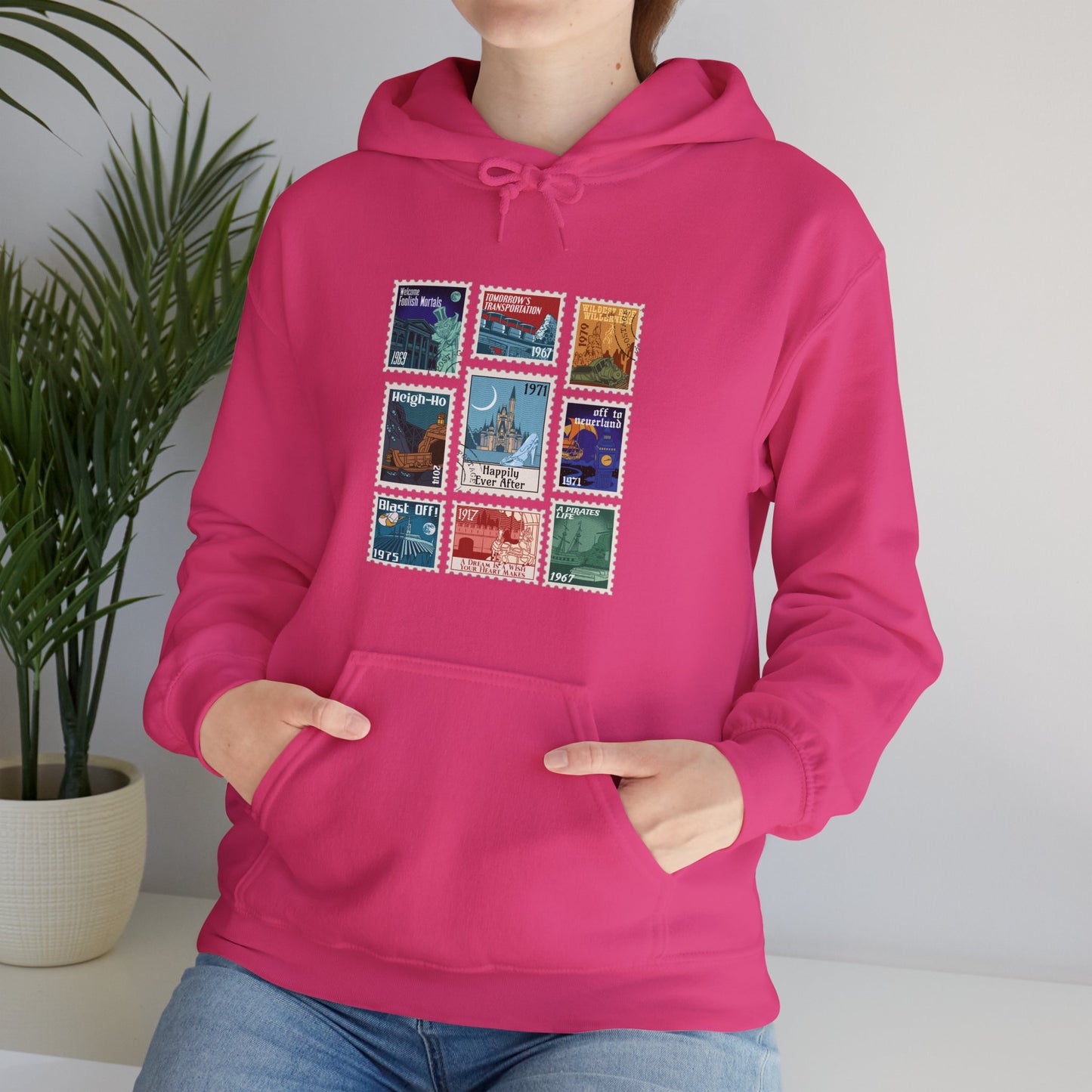 Magic Kingdom Vintage Stamps - Adult Hoodie Sweatshirt