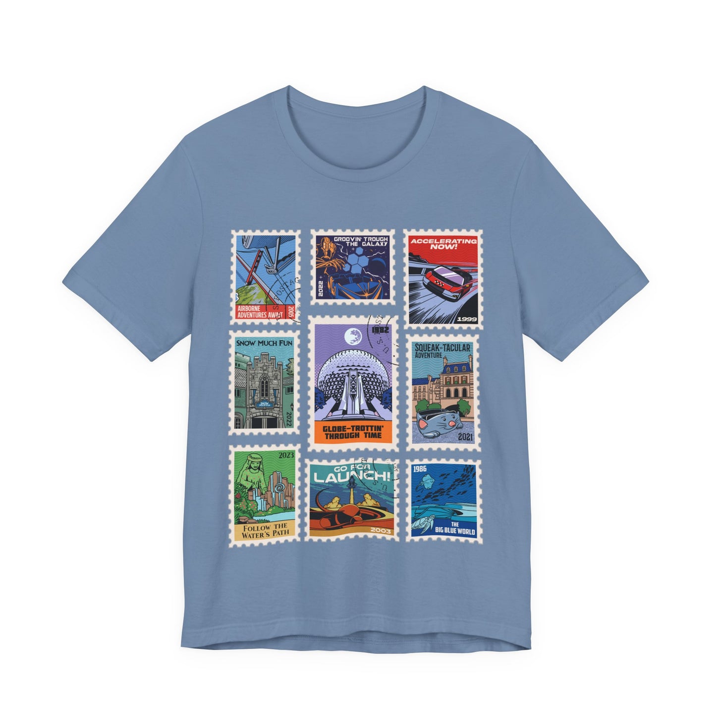 EPCOT Vintage Stamps - Adult Tee Shirt