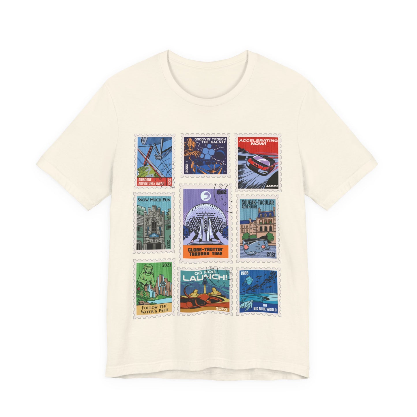 EPCOT Vintage Stamps - Adult Tee Shirt