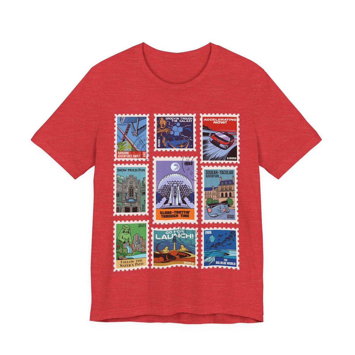 EPCOT Vintage Stamps - Adult Tee Shirt
