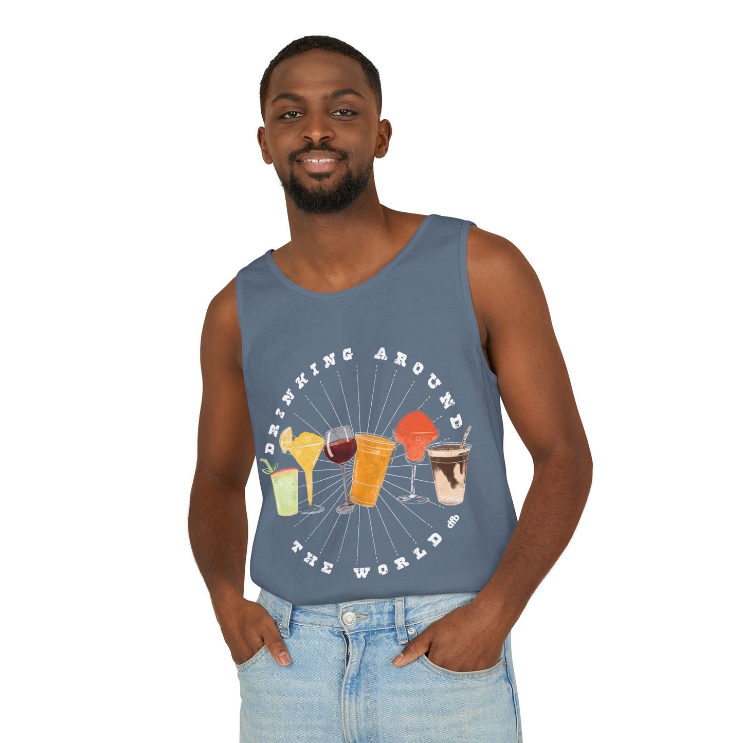 Drinking Around the World - Unisex Garment-Dyed Tank Top