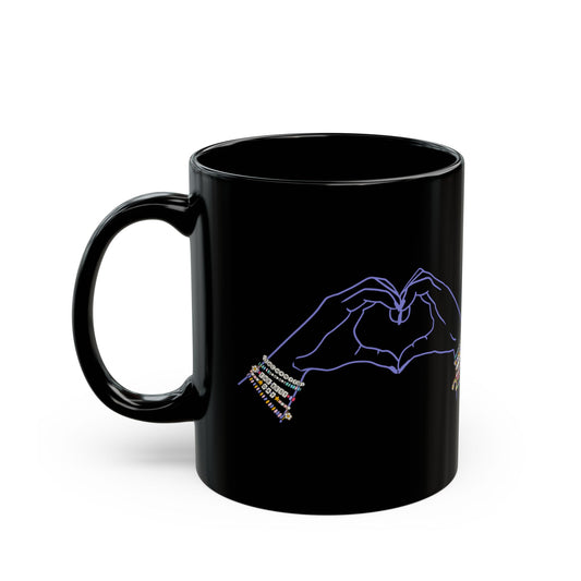 Heart Hands Friendship Bracelets - Black Mug