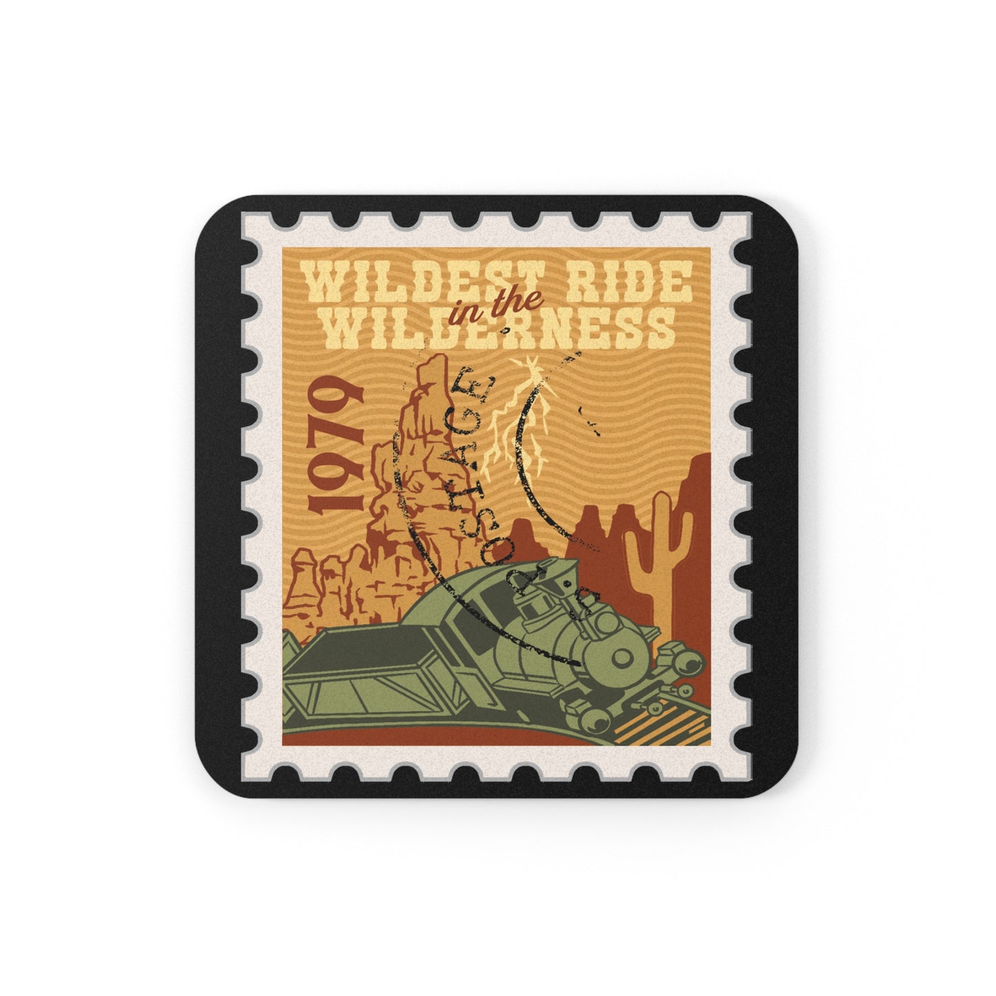Magic Kingdom Vintage Stamps - Cork Back Coaster