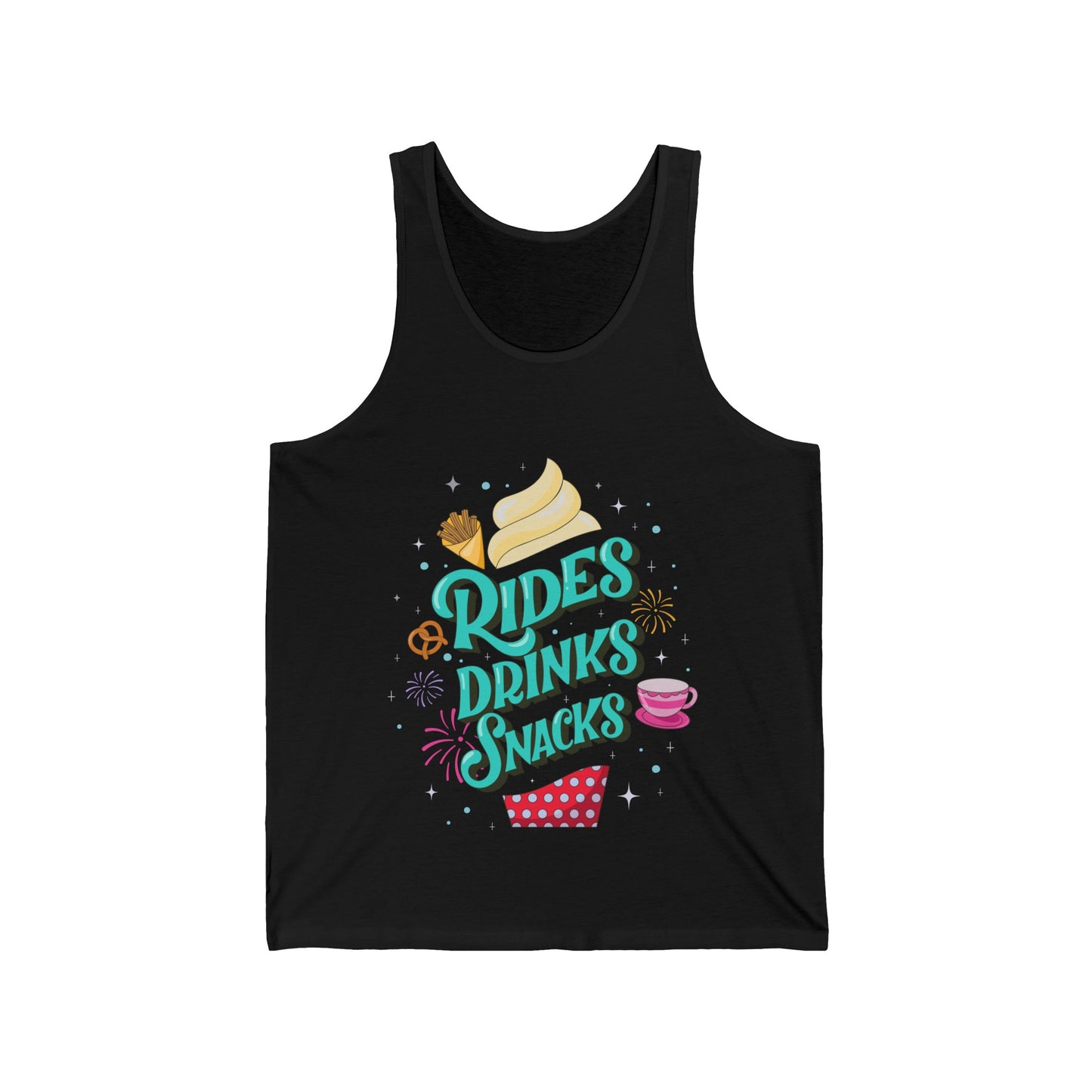Rides, Drinks, Snacks Unisex Tank Top