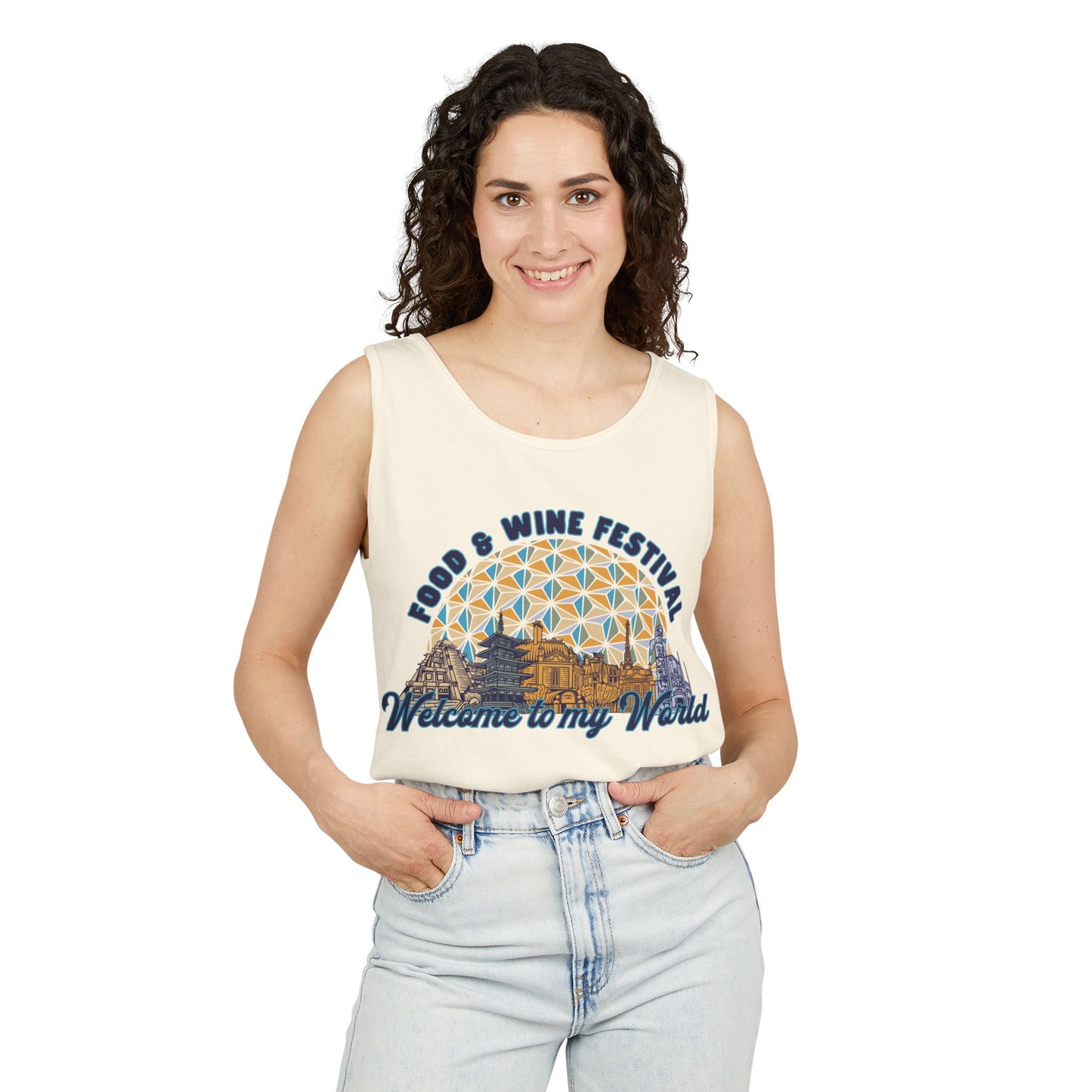 Welcome to my World Food & Wine Festival - Unisex Garment-Dyed Tank Top