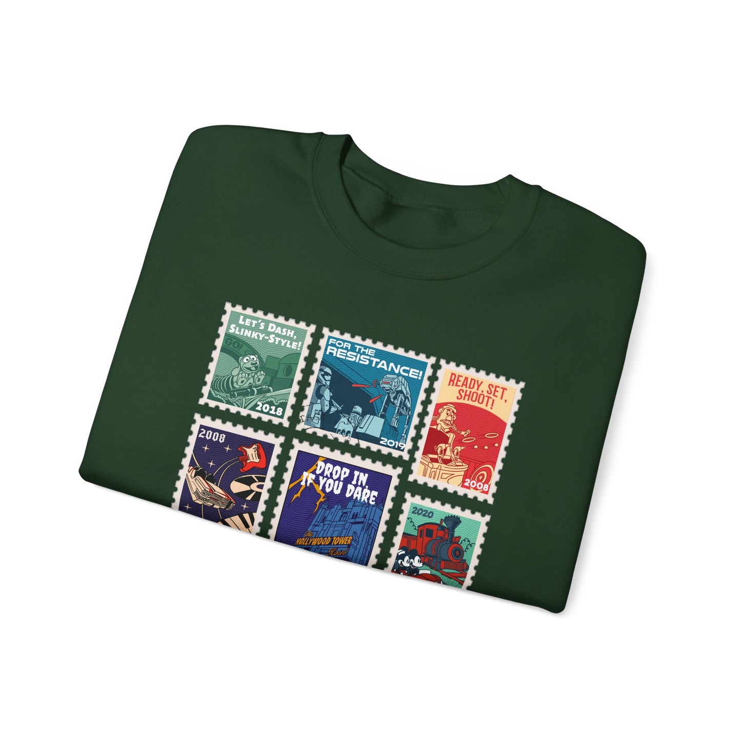 Hollywood Studios Vintage Stamps - Adult Crewneck Sweatshirt