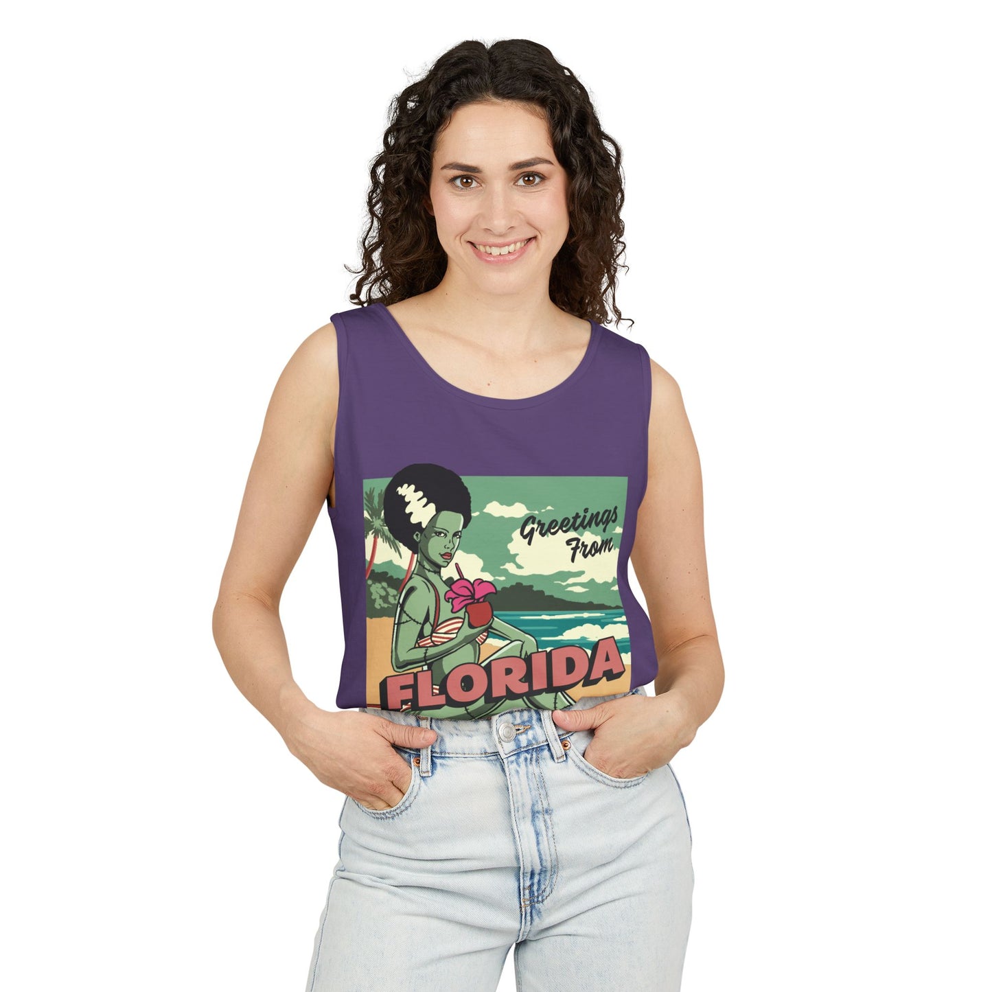 Monsters on Vacation - Unisex Garment-Dyed Tank Top