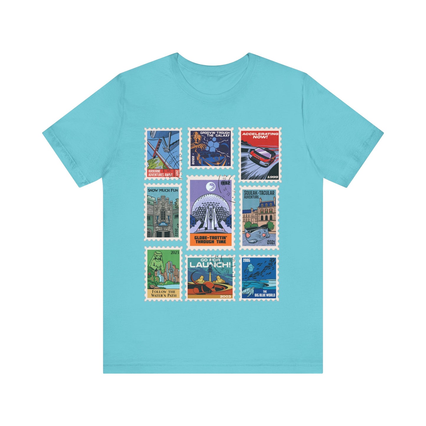 EPCOT Vintage Stamps - Adult Tee Shirt
