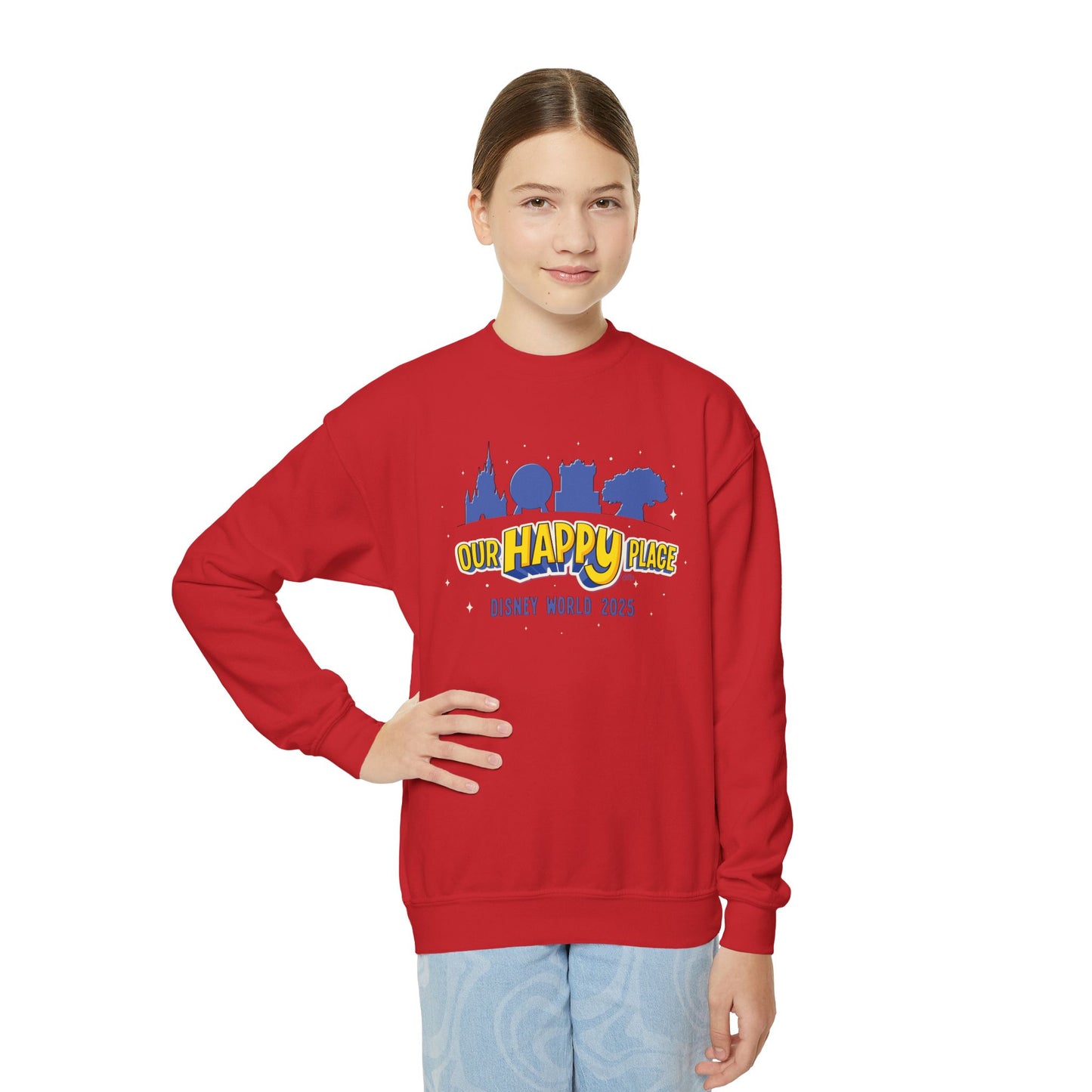 Our Happy Place 2025 - Family Matching - Youth Crewneck Sweatshirt