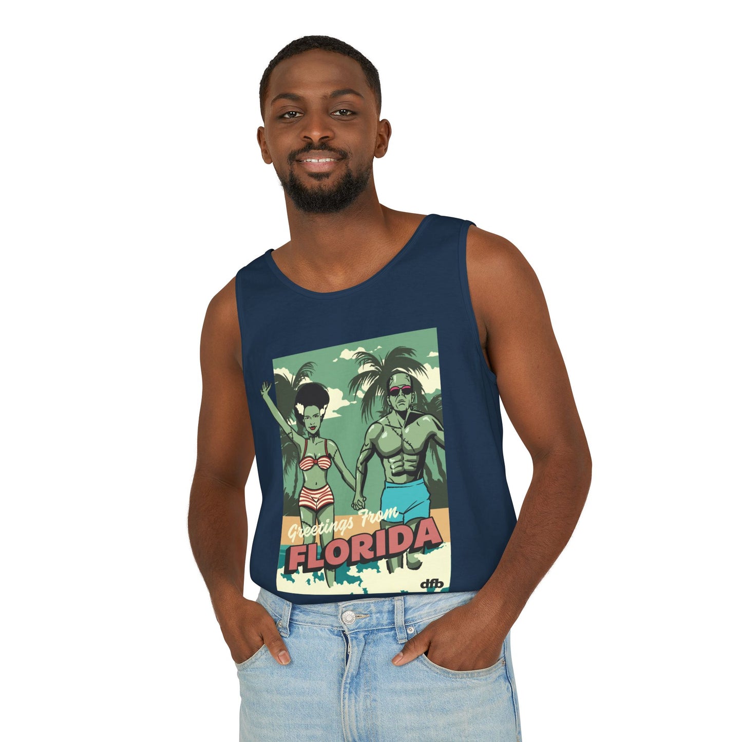 Monsters on Vacation - Unisex Garment-Dyed Tank Top