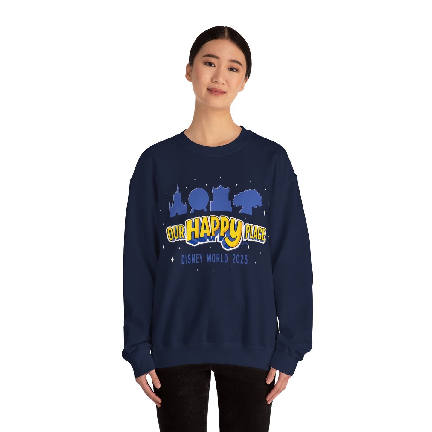 Our Happy Place 2025 - Family Matching Tee - Adult Crewneck Sweatshirt