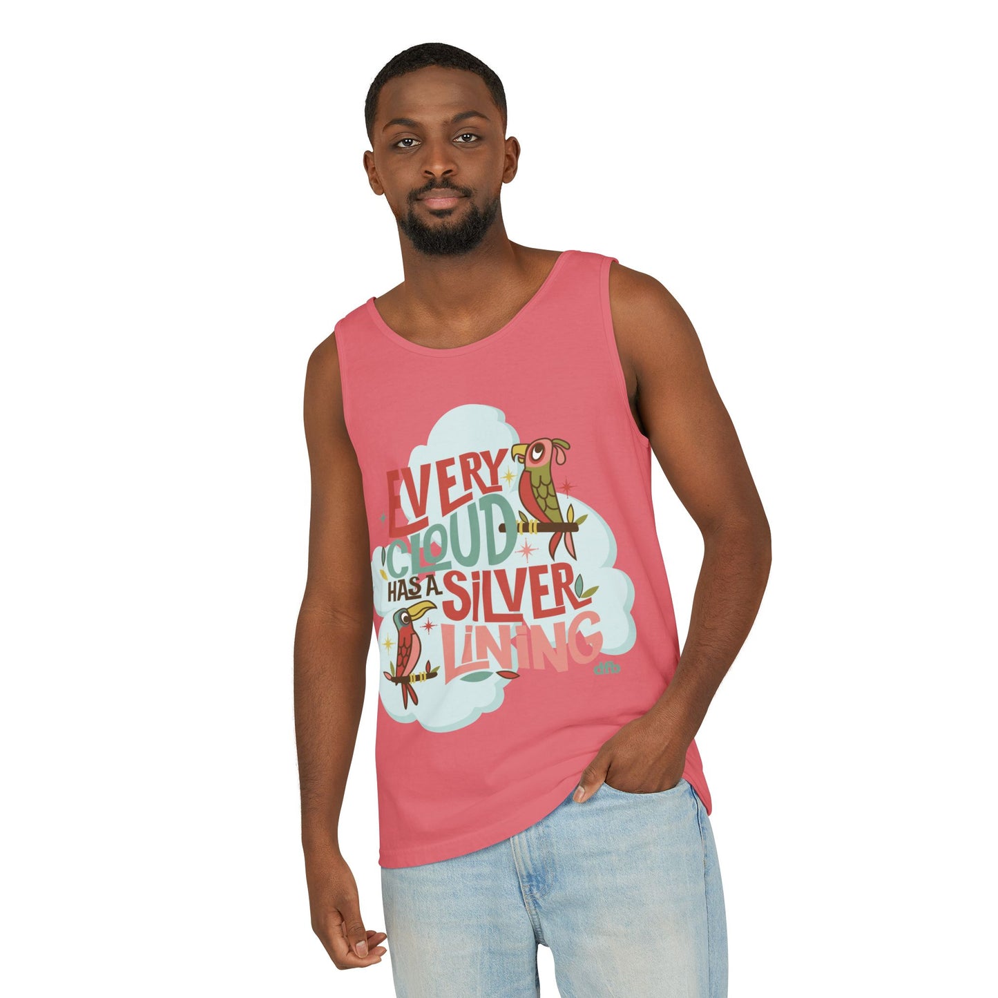 Every Cloud Has a Silver Lining - Unisex Garment-Dyed Tank Top