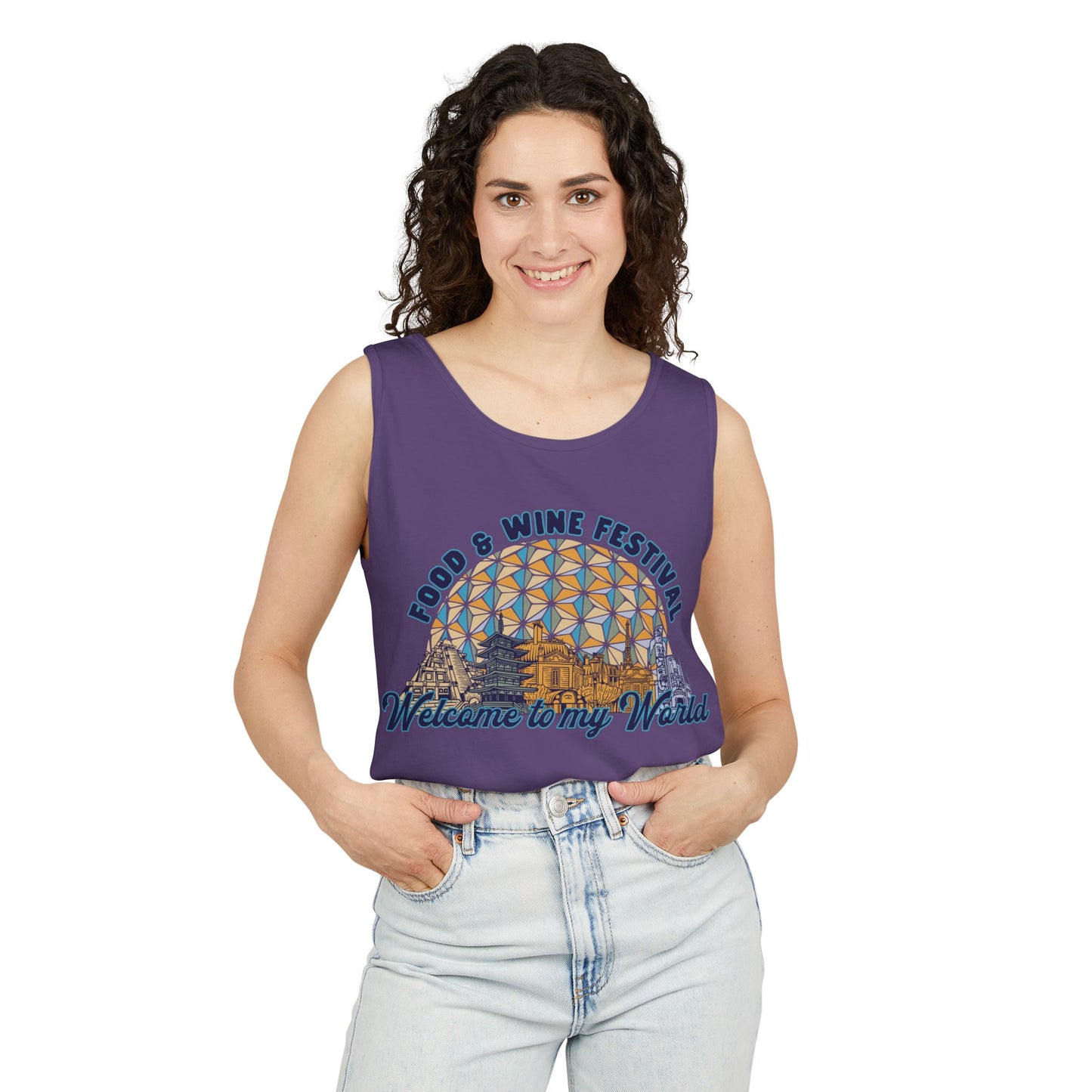 Welcome to my World Food & Wine Festival - Unisex Garment-Dyed Tank Top