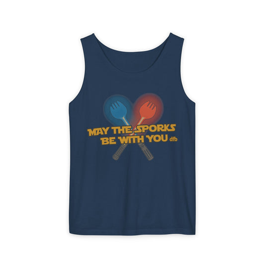 May the Sporks Be With You - Unisex Garment-Dyed Tank Top