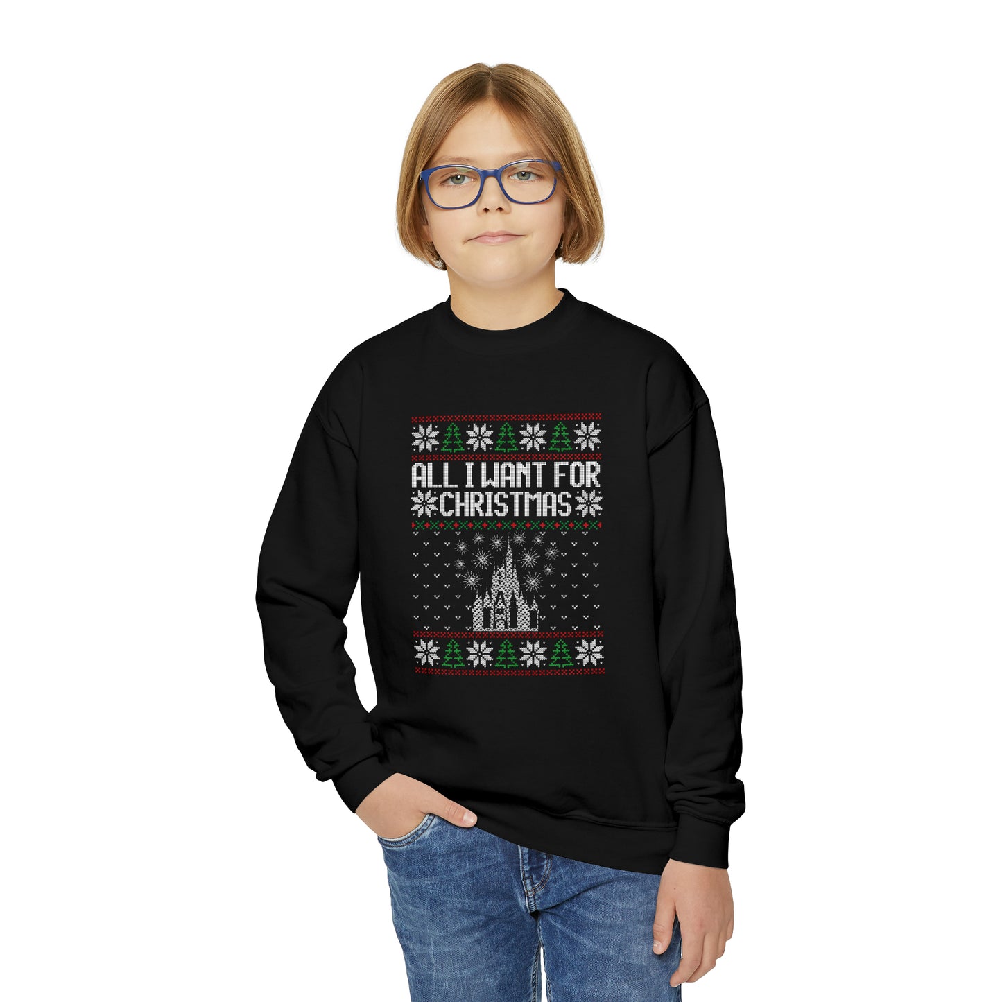 Disney World Ugly Sweater Youth Crewneck Sweatshirt