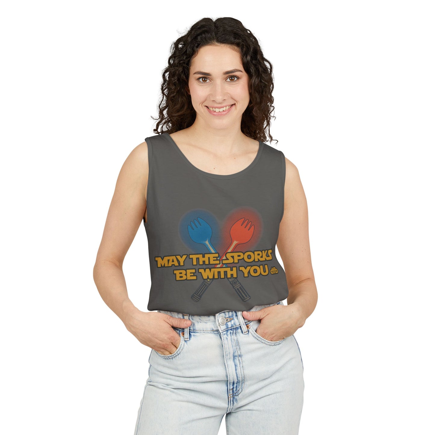 May the Sporks Be With You - Unisex Garment-Dyed Tank Top