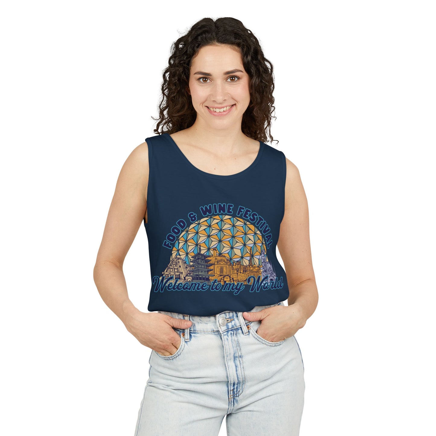 Welcome to my World Food & Wine Festival - Unisex Garment-Dyed Tank Top