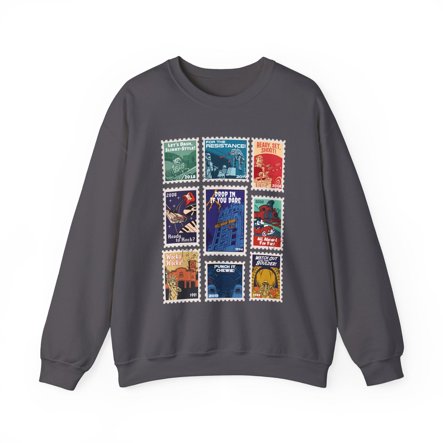 Hollywood Studios Vintage Stamps - Adult Crewneck Sweatshirt