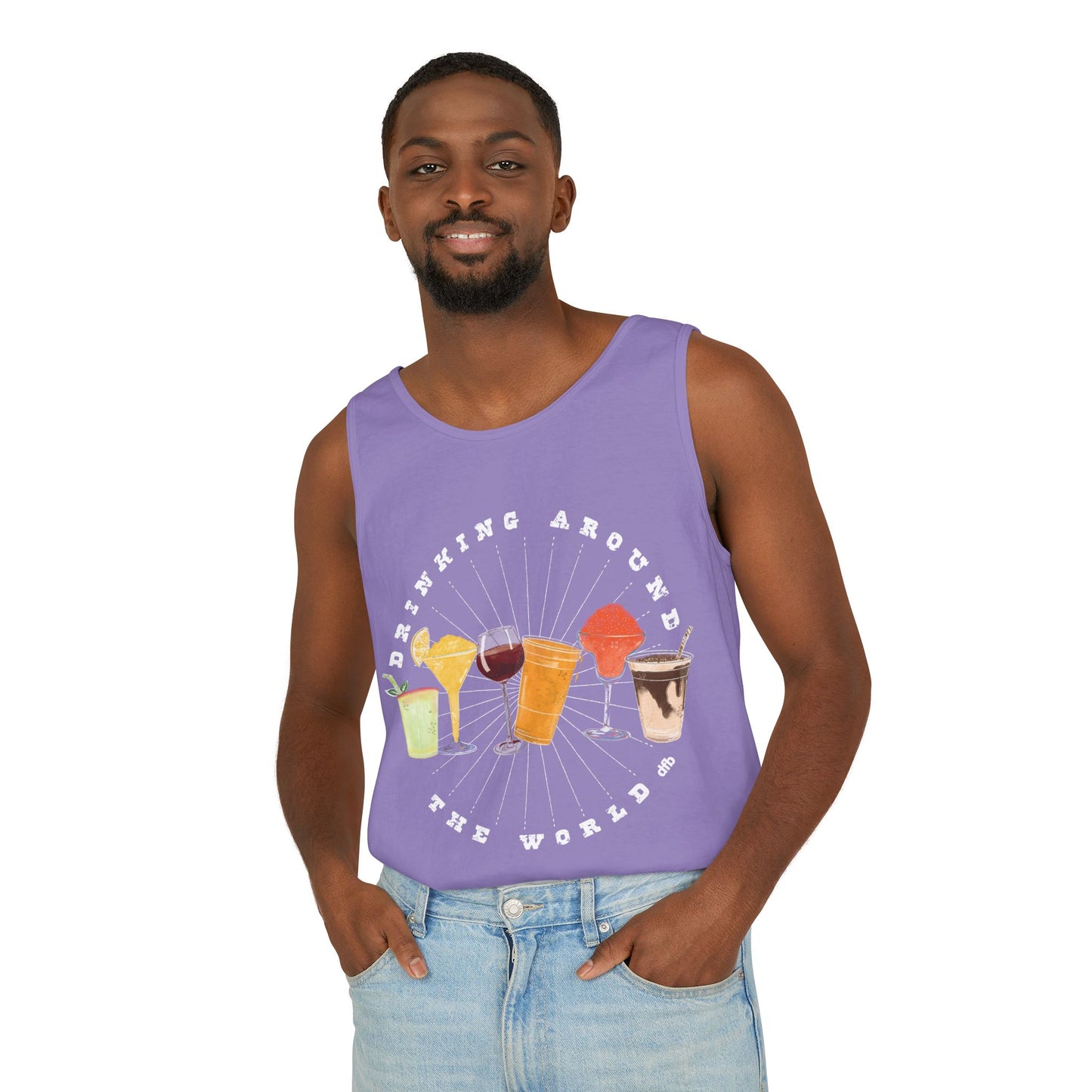 Drinking Around the World - Unisex Garment-Dyed Tank Top