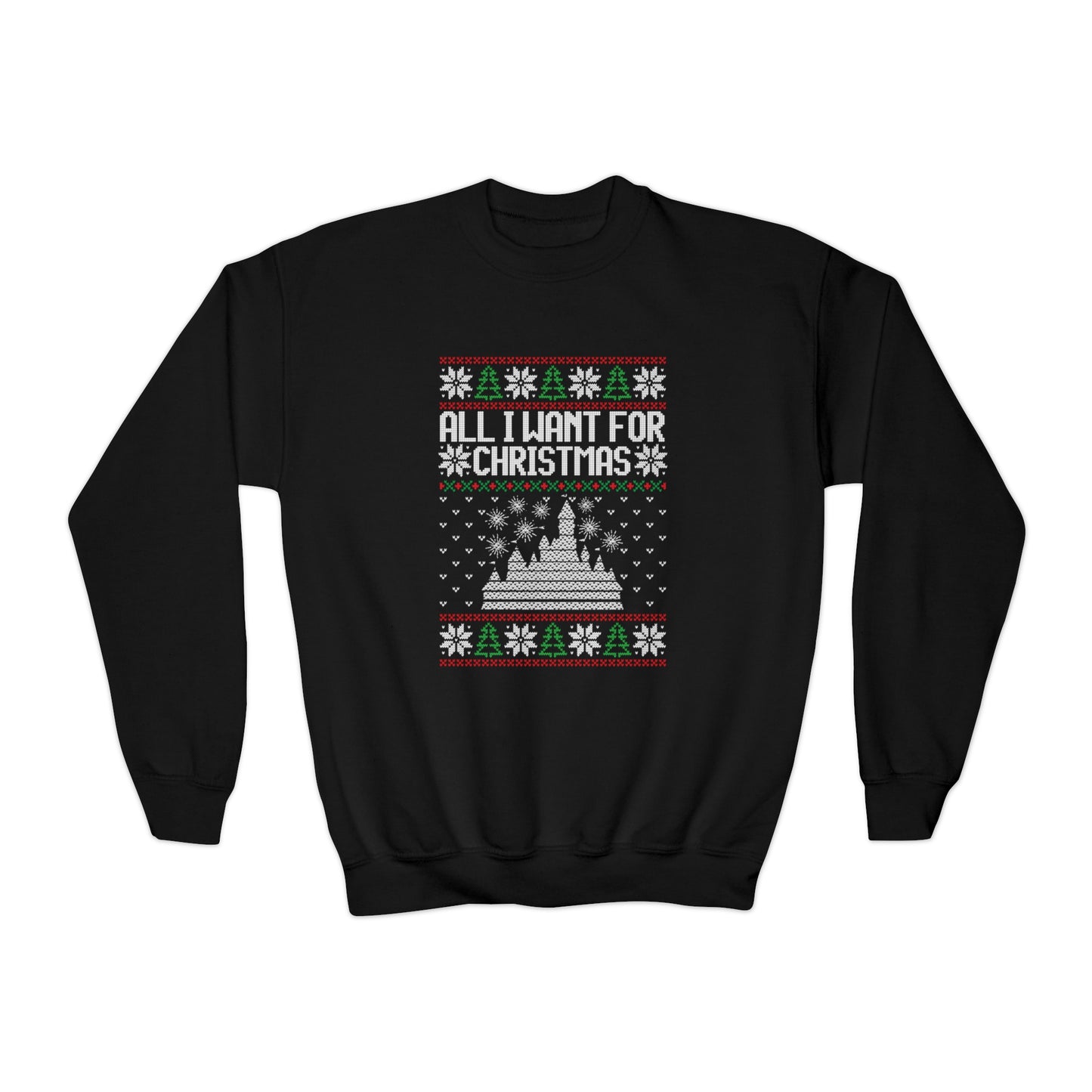 Disneyland Ugly Sweater Youth Crewneck Sweatshirt