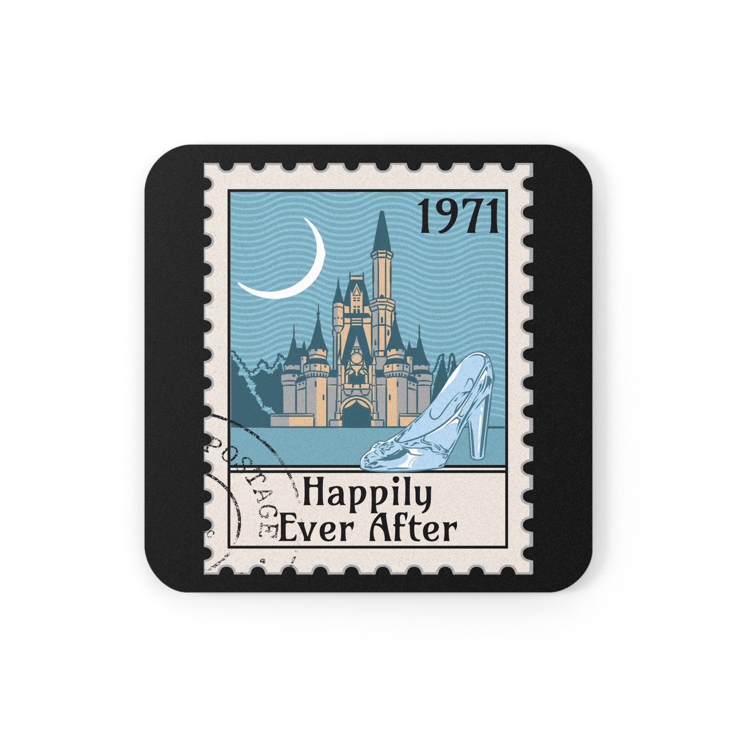 Magic Kingdom Vintage Stamps - Cork Back Coaster
