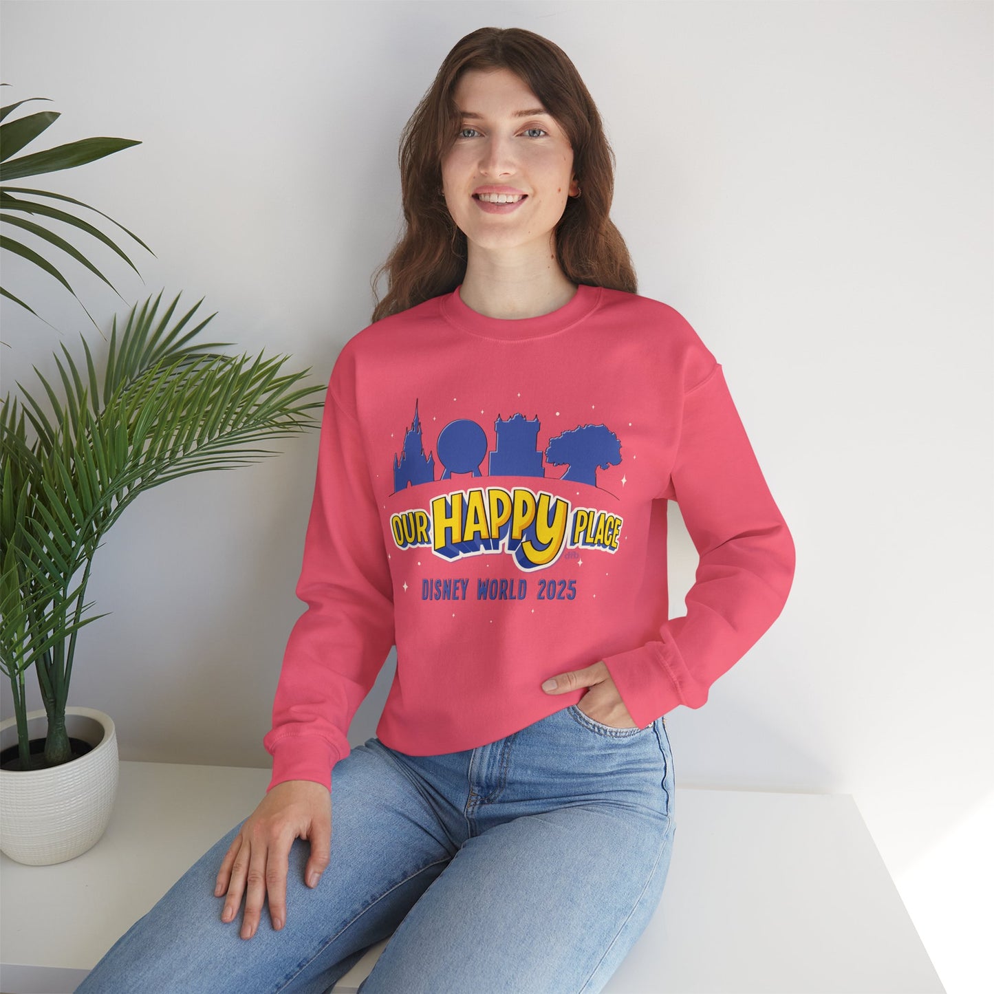 Our Happy Place 2025 - Family Matching Tee - Adult Crewneck Sweatshirt