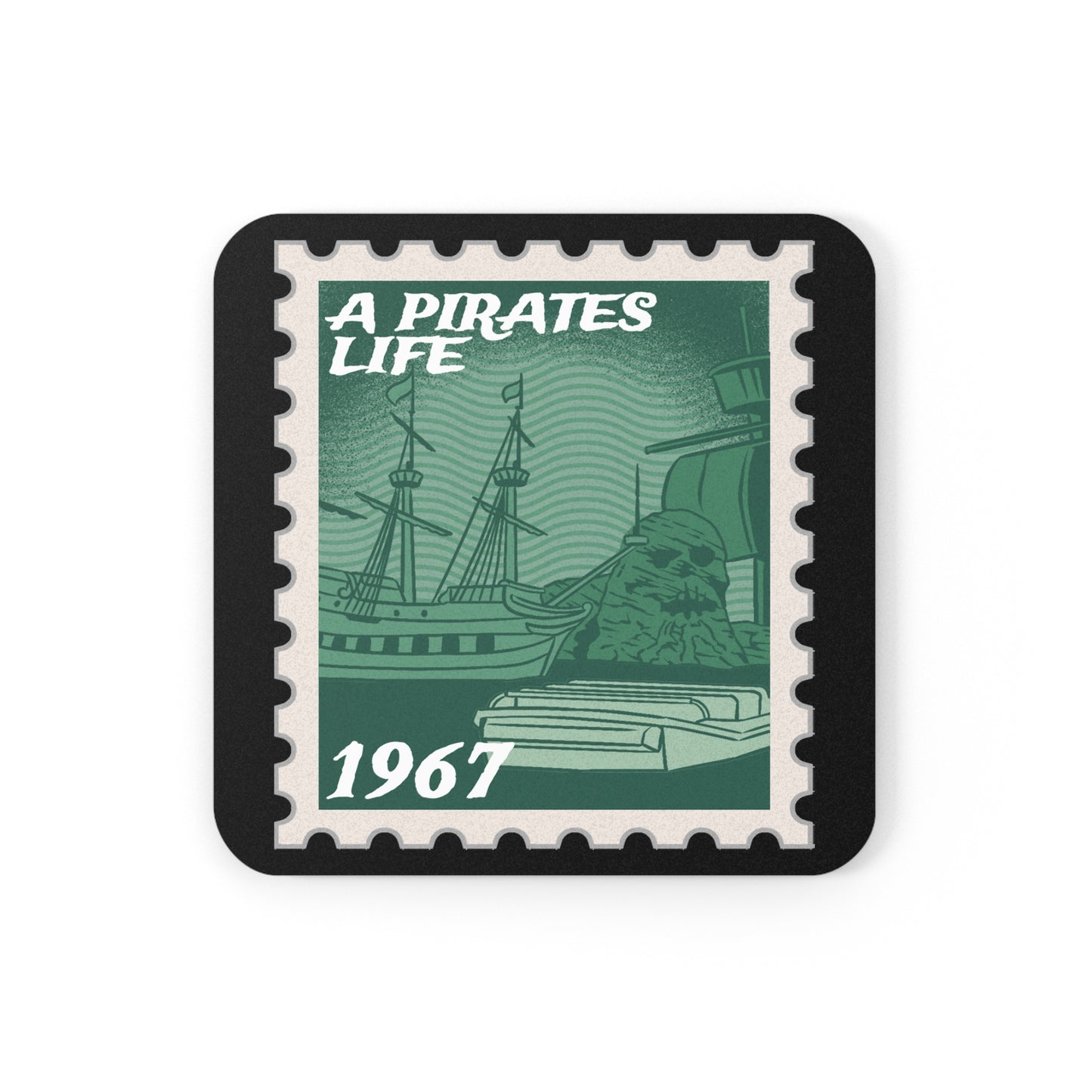 Magic Kingdom Vintage Stamps - Cork Back Coaster