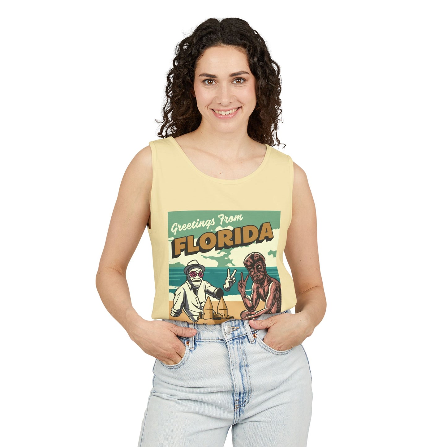 Monsters on Vacation - Unisex Garment-Dyed Tank Top