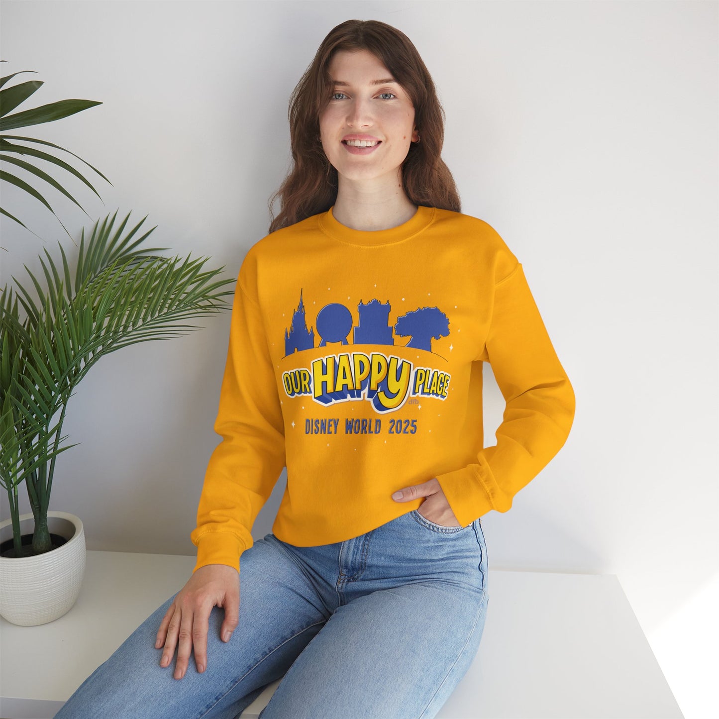 Our Happy Place 2025 - Family Matching Tee - Adult Crewneck Sweatshirt