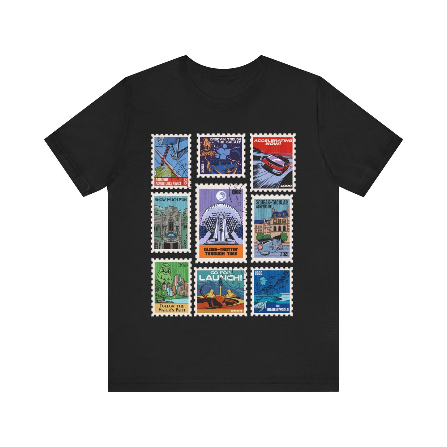 EPCOT Vintage Stamps - Adult Tee Shirt
