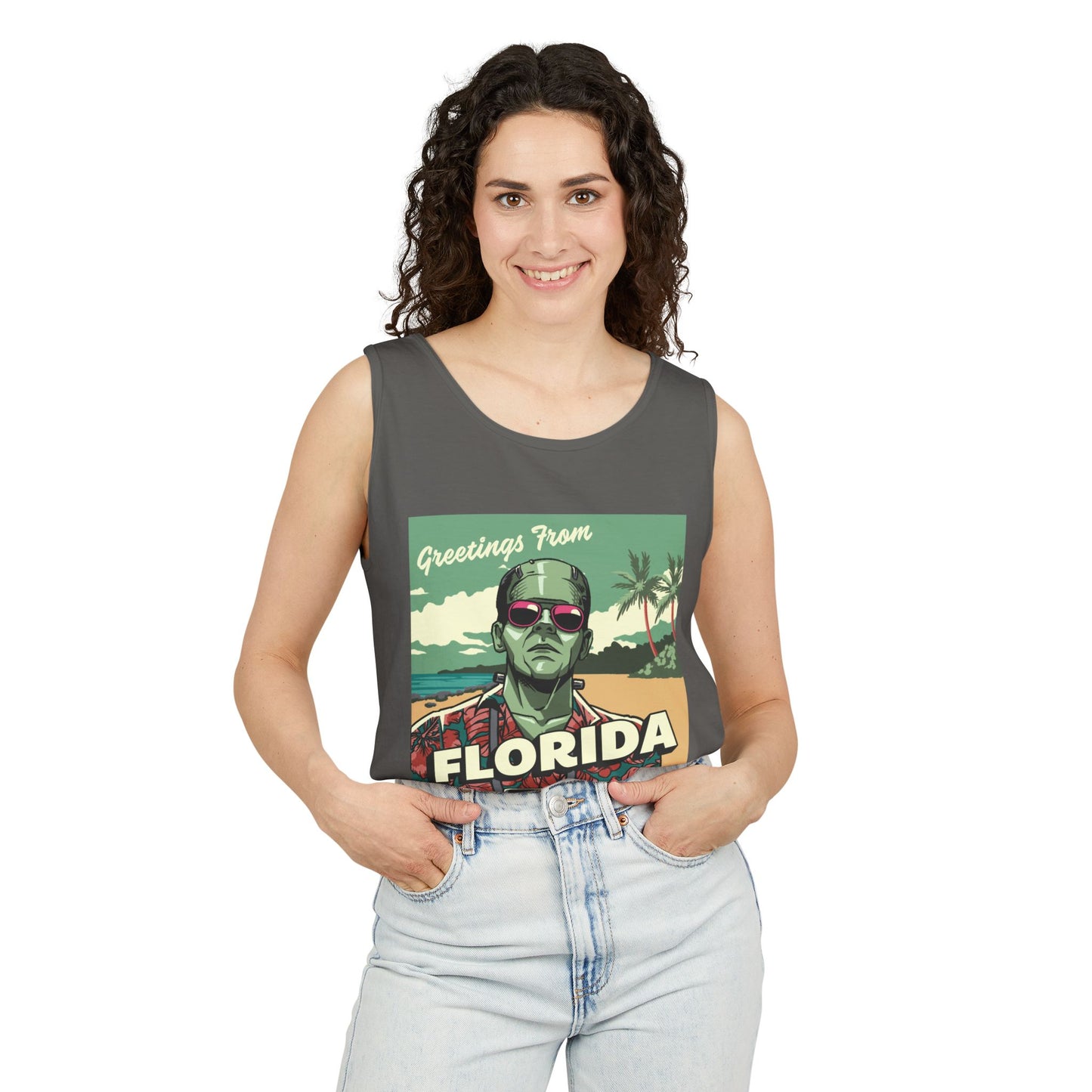Monsters on Vacation - Unisex Garment-Dyed Tank Top
