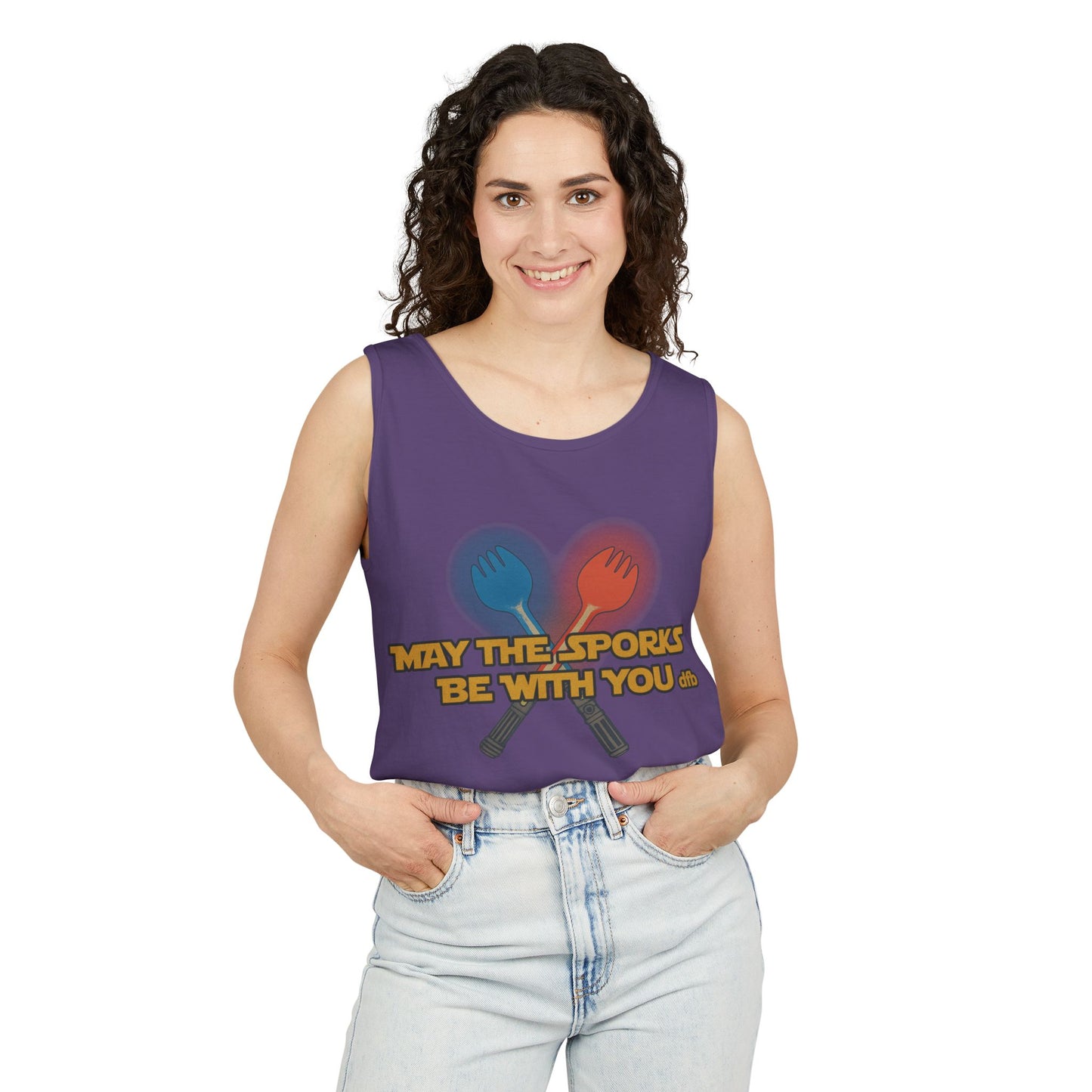 May the Sporks Be With You - Unisex Garment-Dyed Tank Top