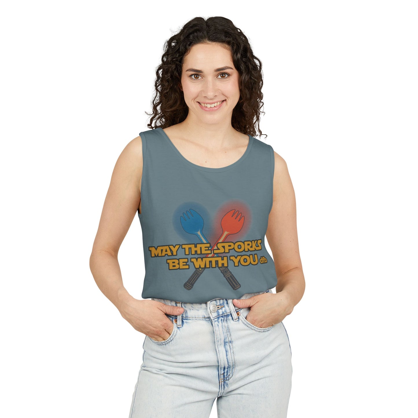 May the Sporks Be With You - Unisex Garment-Dyed Tank Top