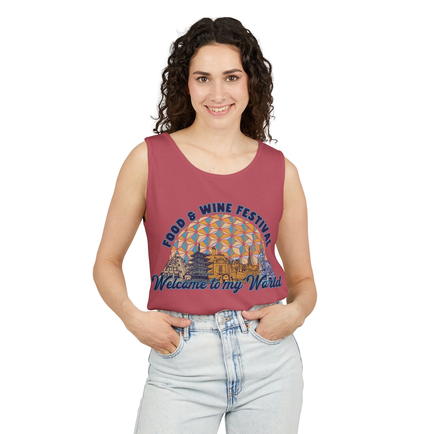 Welcome to my World Food & Wine Festival - Unisex Garment-Dyed Tank Top