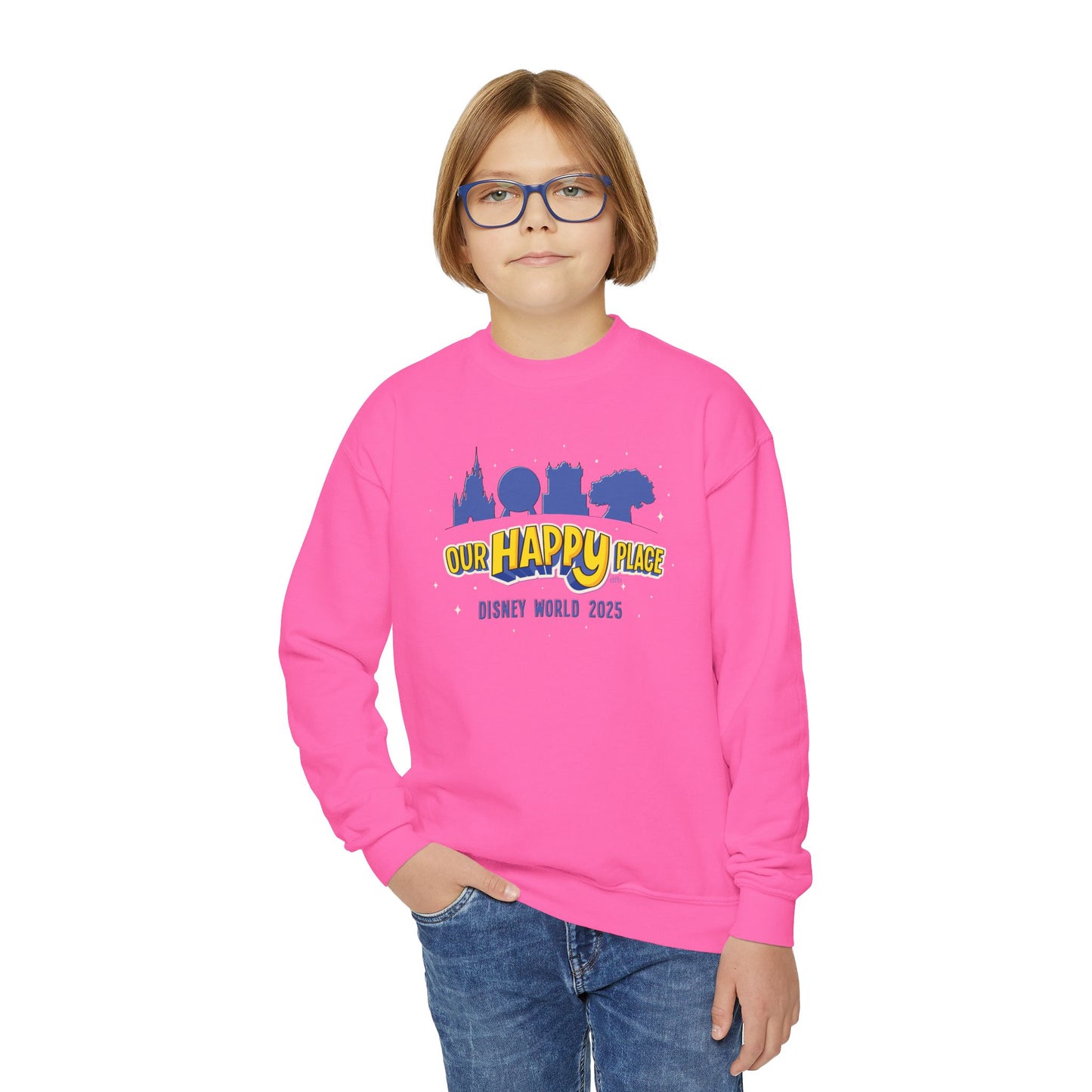 Our Happy Place 2025 - Family Matching - Youth Crewneck Sweatshirt