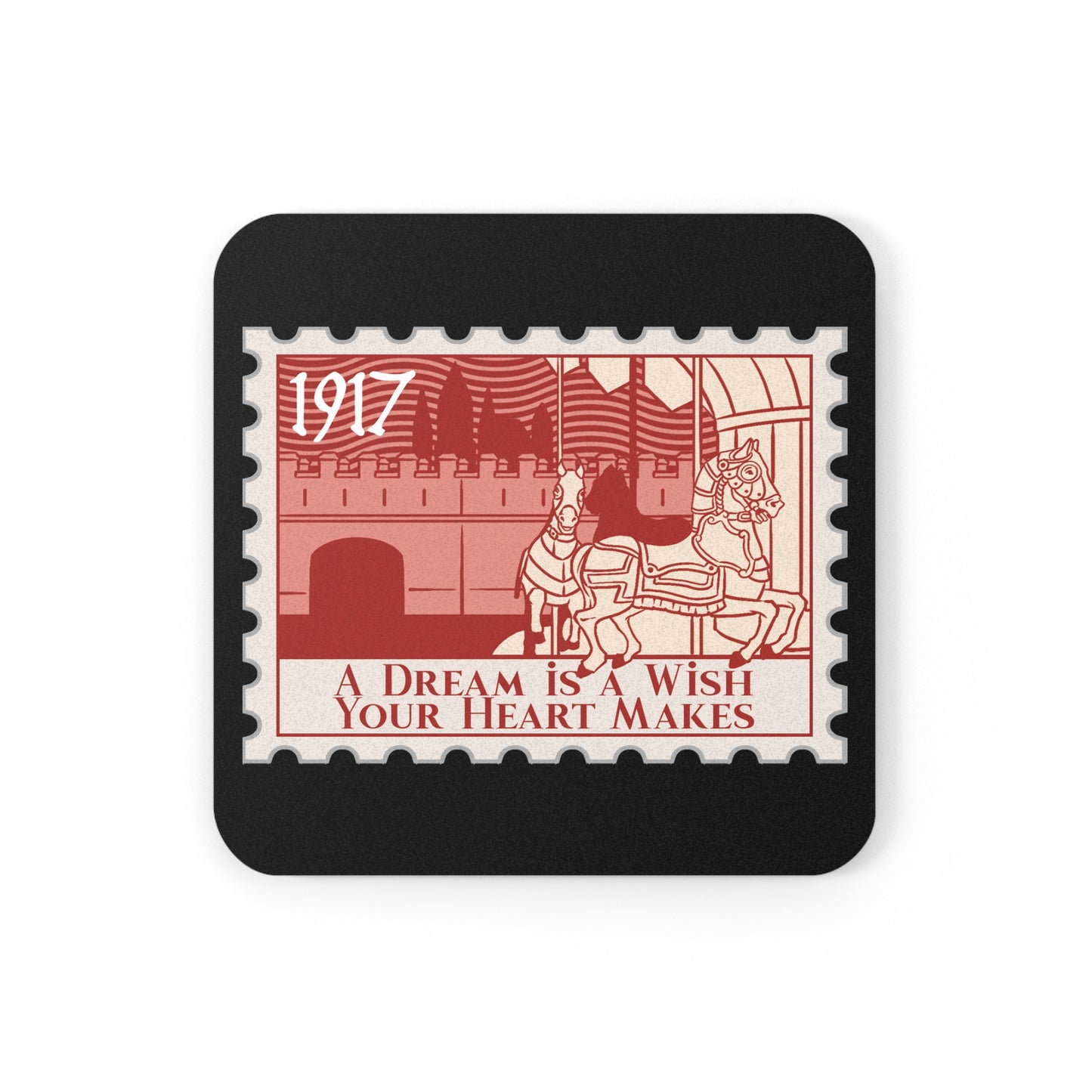 Magic Kingdom Vintage Stamps - Cork Back Coaster