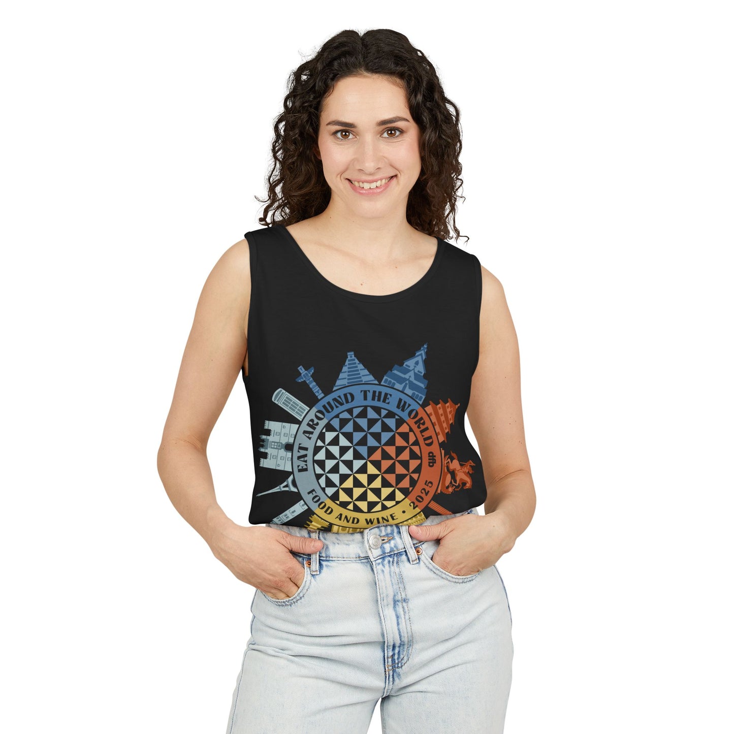 Food & Wine Compass - Unisex Garment-Dyed Tank Top