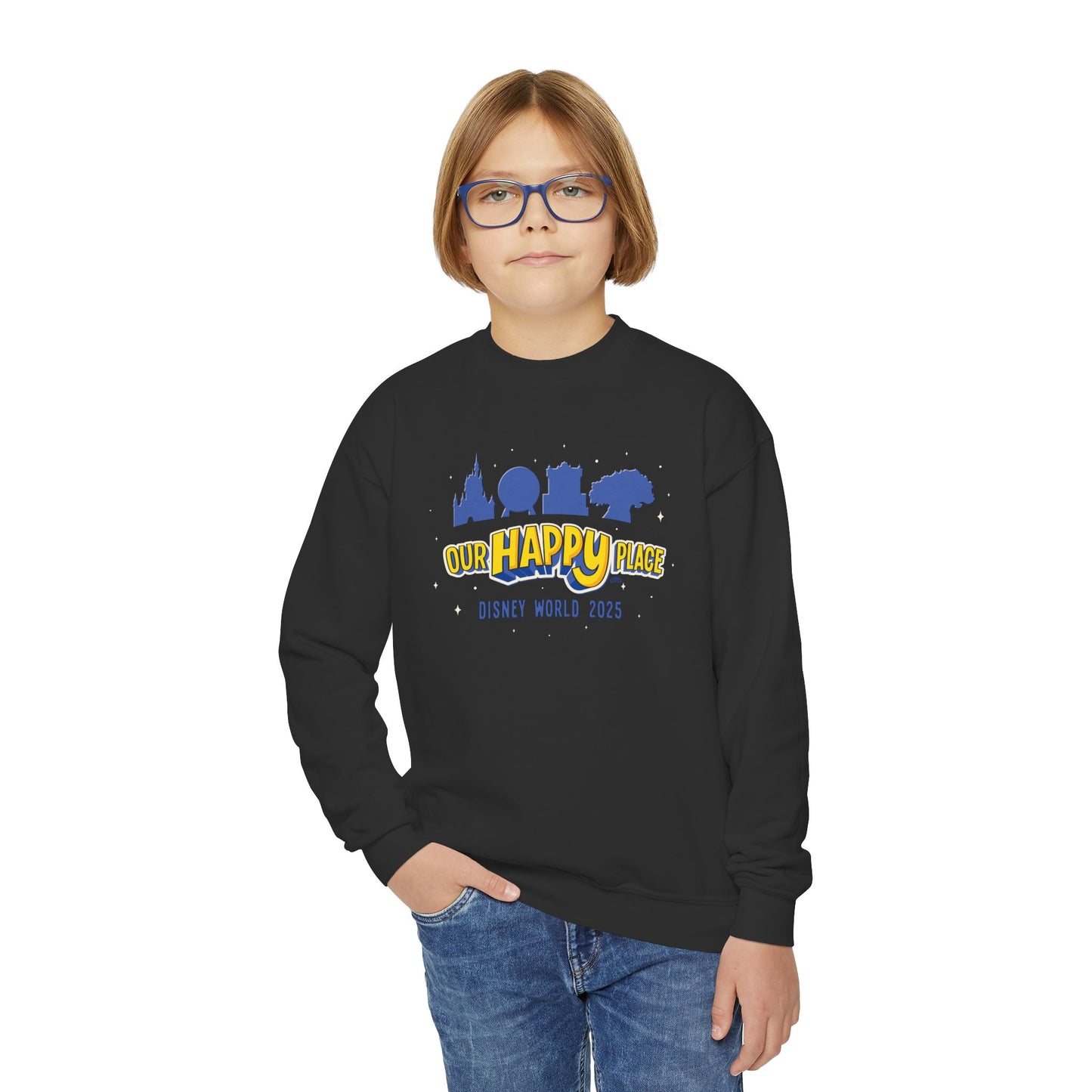 Our Happy Place 2025 - Family Matching - Youth Crewneck Sweatshirt