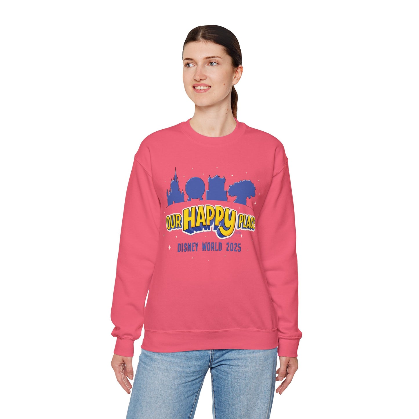 Our Happy Place 2025 - Family Matching Tee - Adult Crewneck Sweatshirt