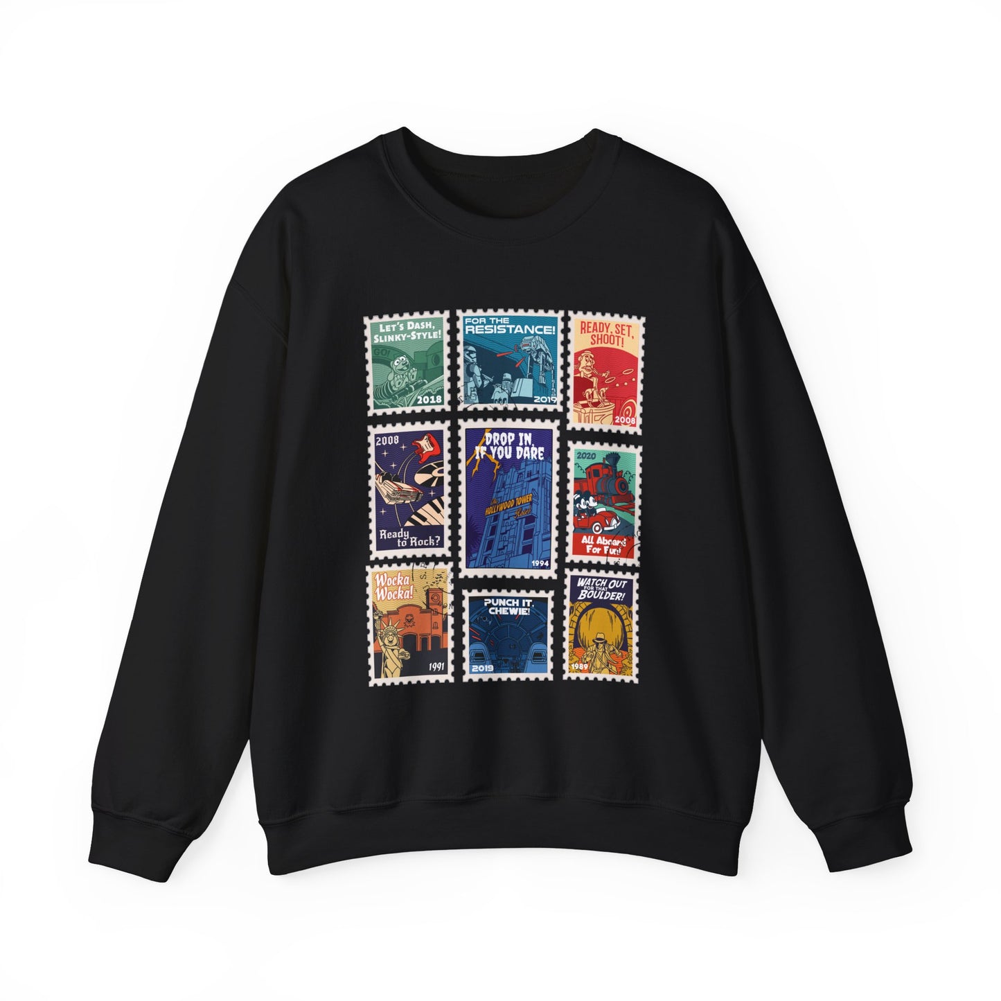 Hollywood Studios Vintage Stamps - Adult Crewneck Sweatshirt