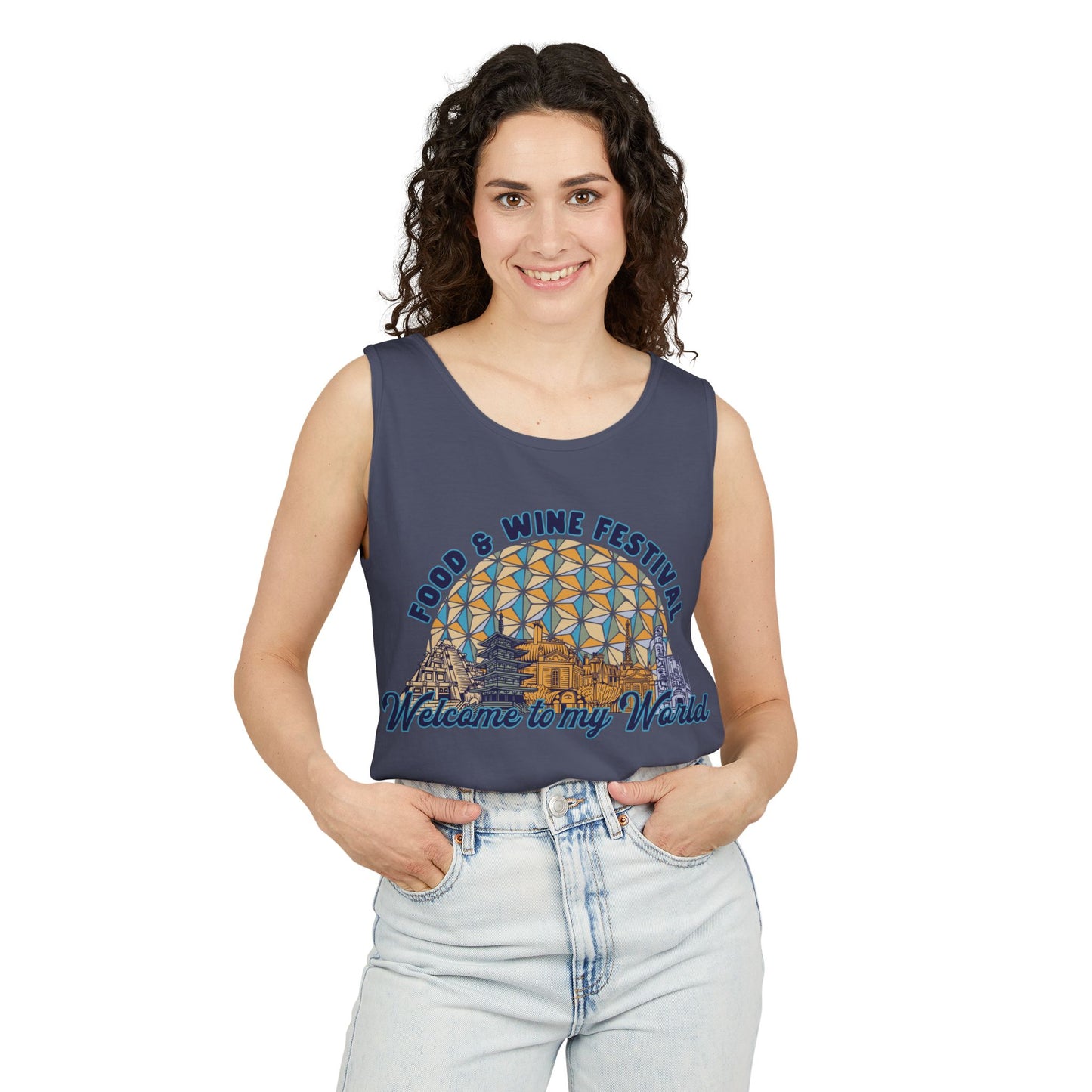 Welcome to my World Food & Wine Festival - Unisex Garment-Dyed Tank Top