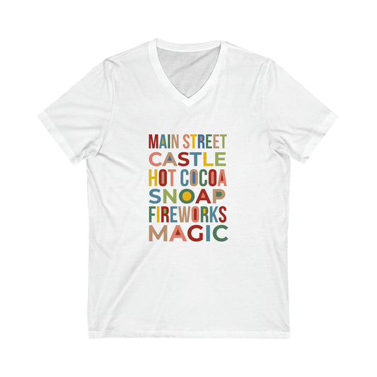 A Main Street Christmas Unisex Short Sleeve V-Neck Tee