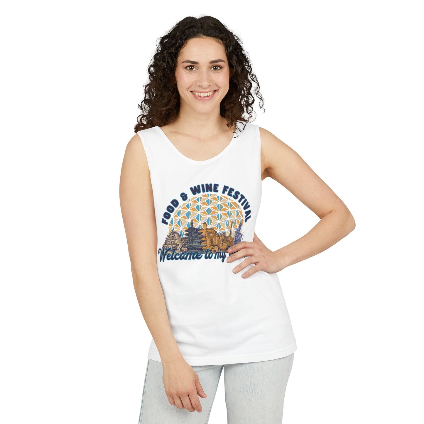 Welcome to my World Food & Wine Festival - Unisex Garment-Dyed Tank Top