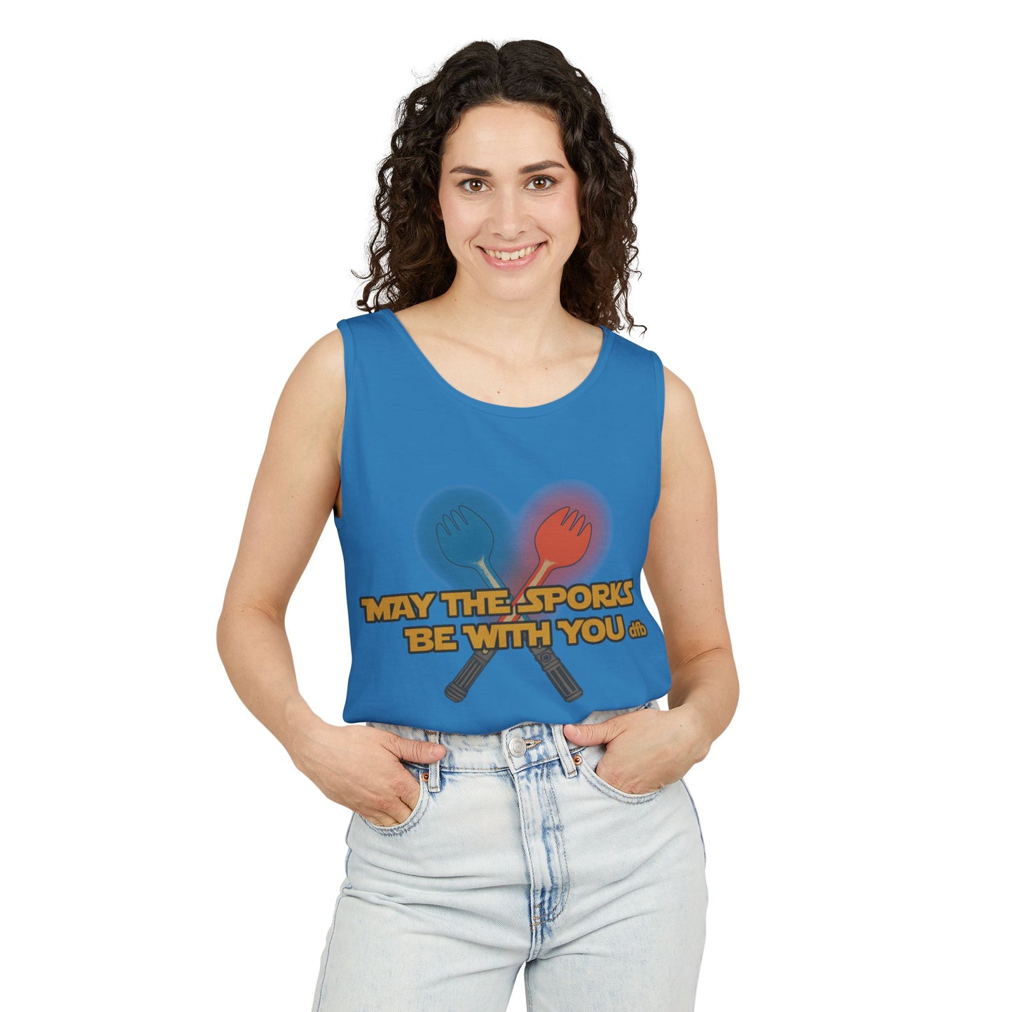 May the Sporks Be With You - Unisex Garment-Dyed Tank Top