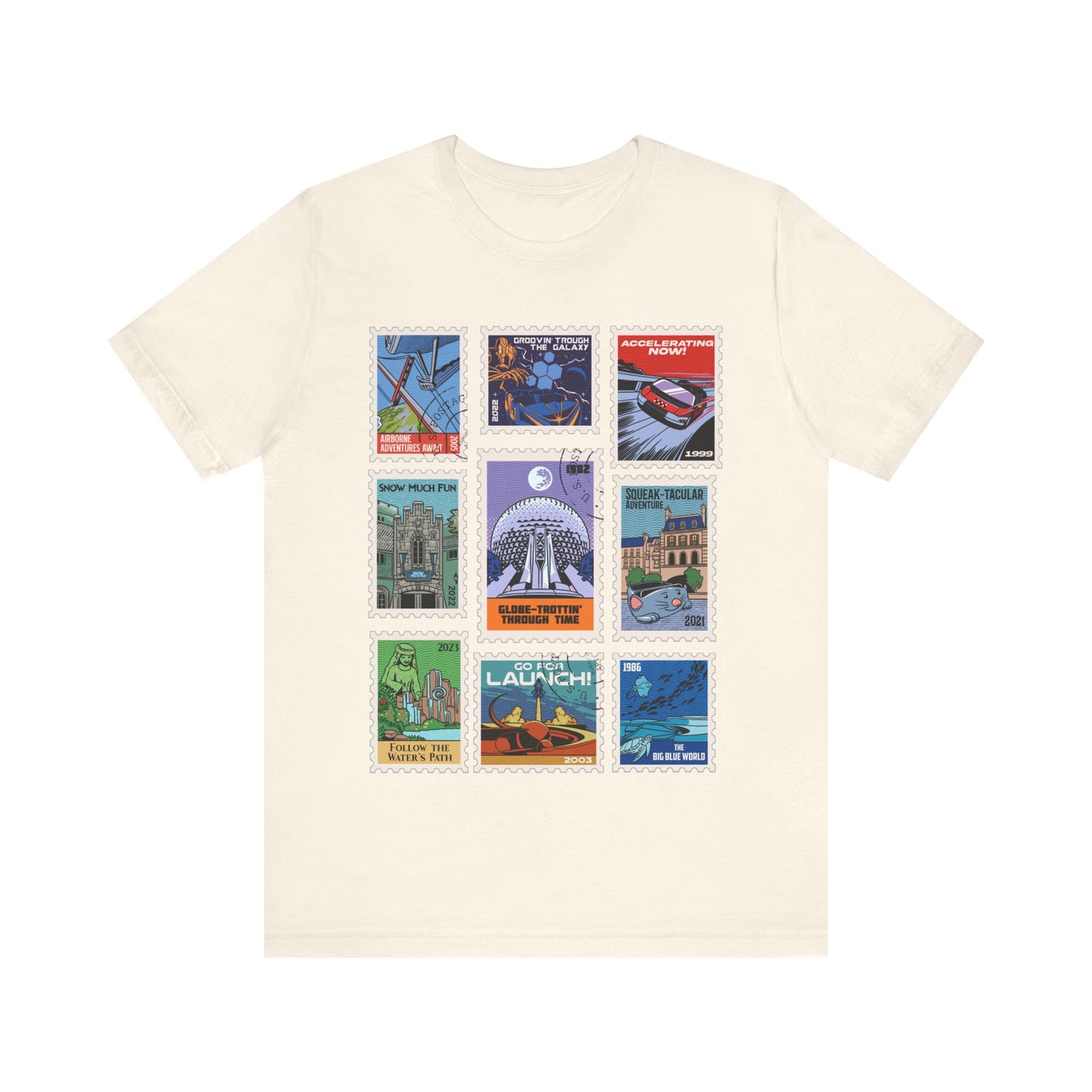 EPCOT Vintage Stamps - Adult Tee Shirt