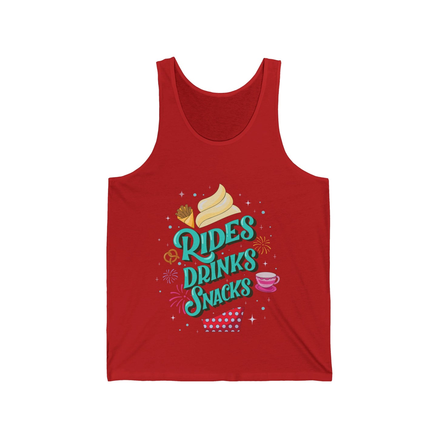 Rides, Drinks, Snacks Unisex Tank Top