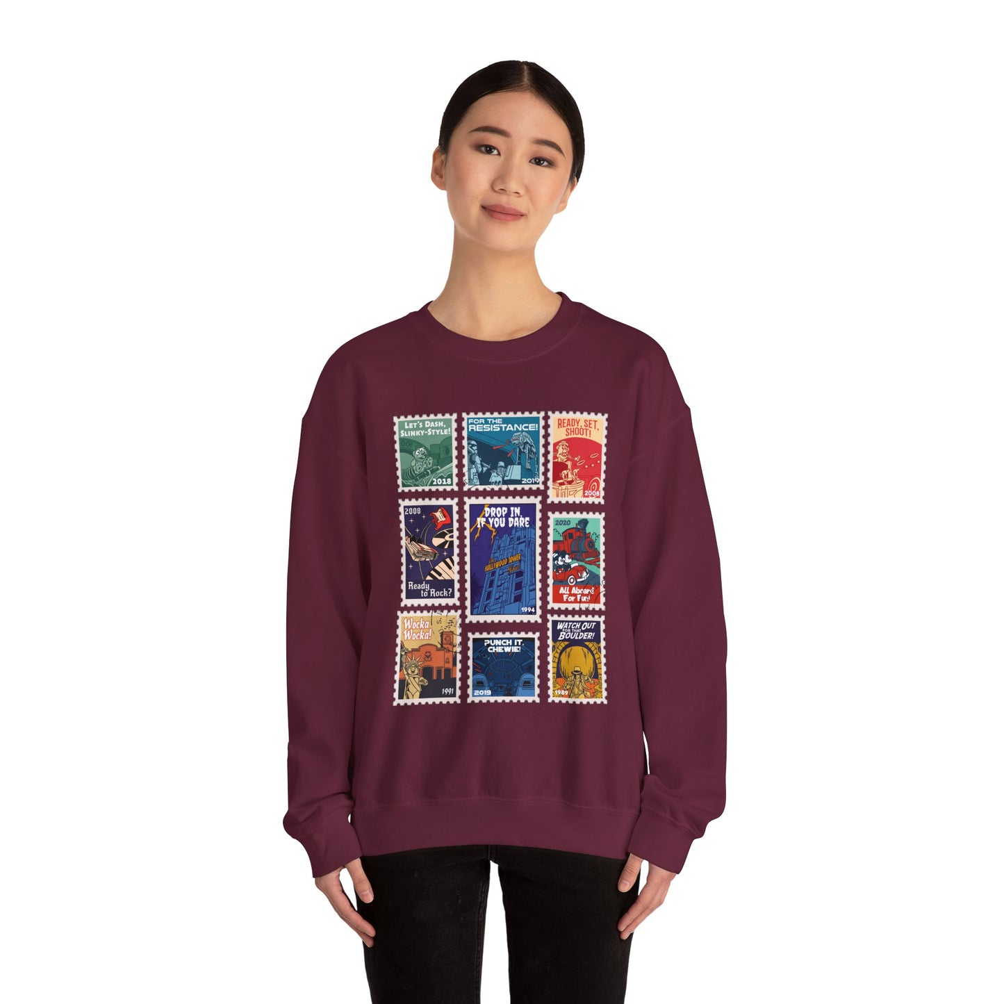Hollywood Studios Vintage Stamps - Adult Crewneck Sweatshirt