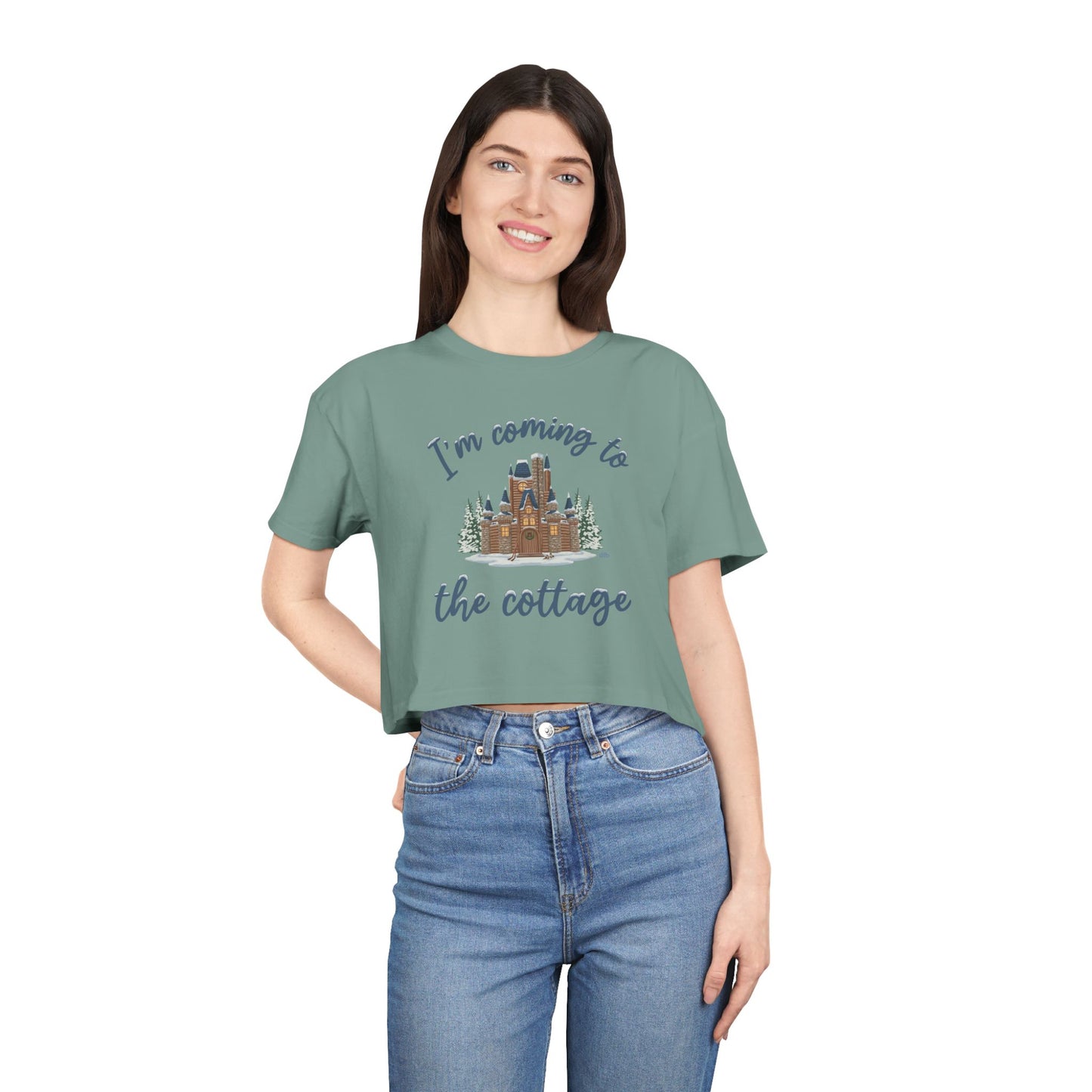 Snowy, Cabin Castle, I'm Coming to the Cottage - Women's Crop Tee